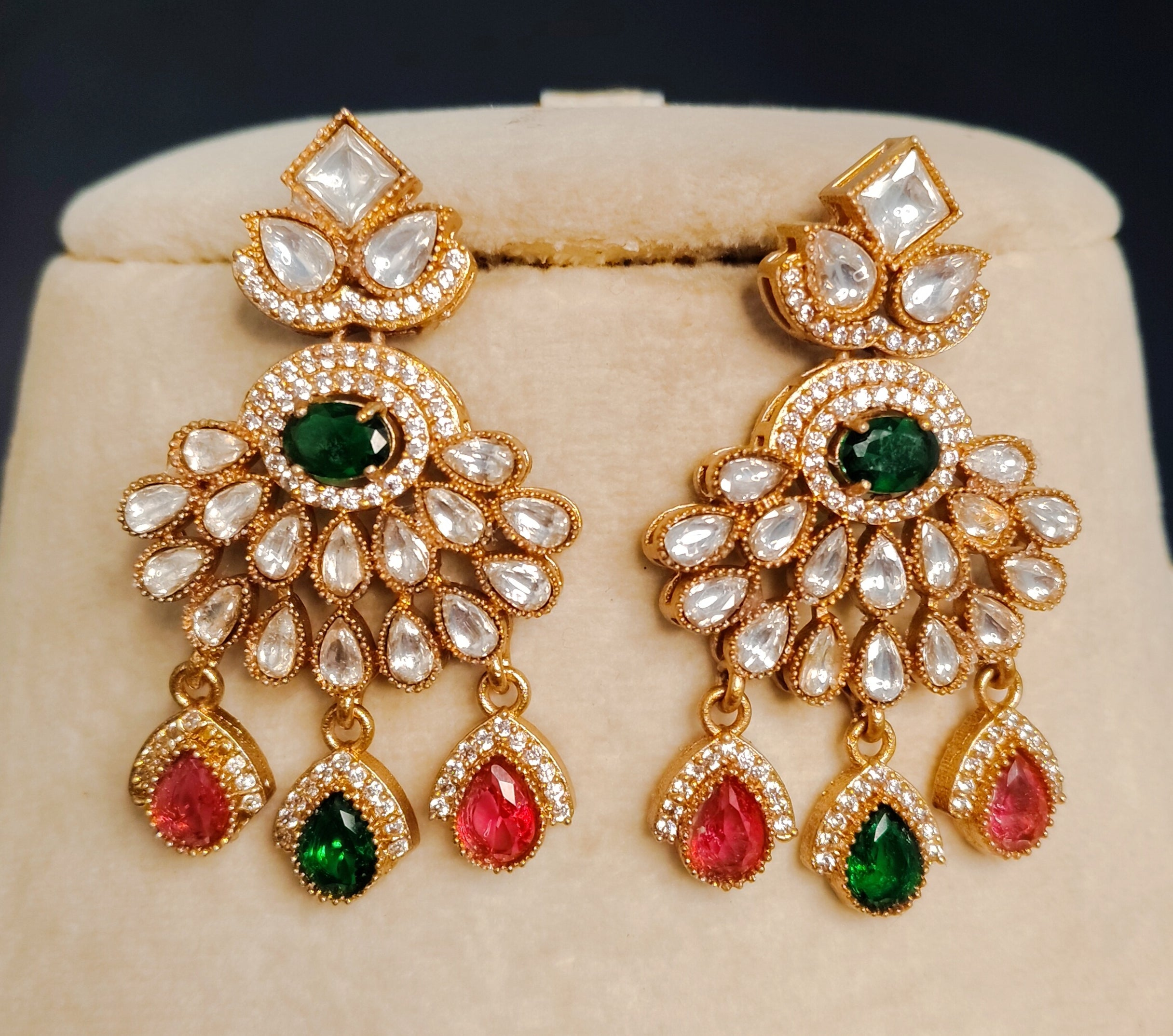Zunaira Bollywood New Kundan Moissanite Stone Necklace Earrings Jewelry Party Wear Bridal Set Roz Jewellers