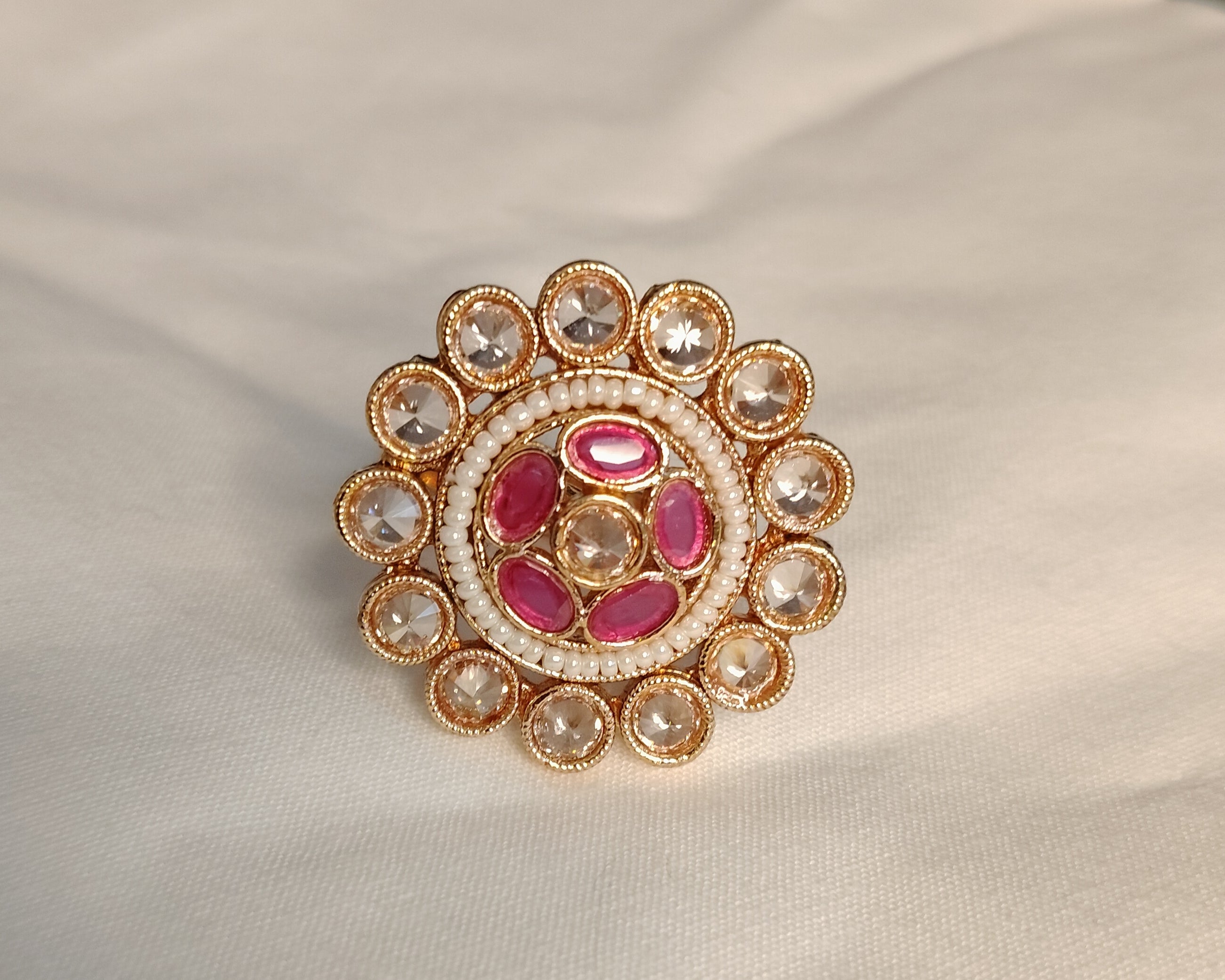 Hiba Traditional Polki Adjustable Ring Roz Jewellers