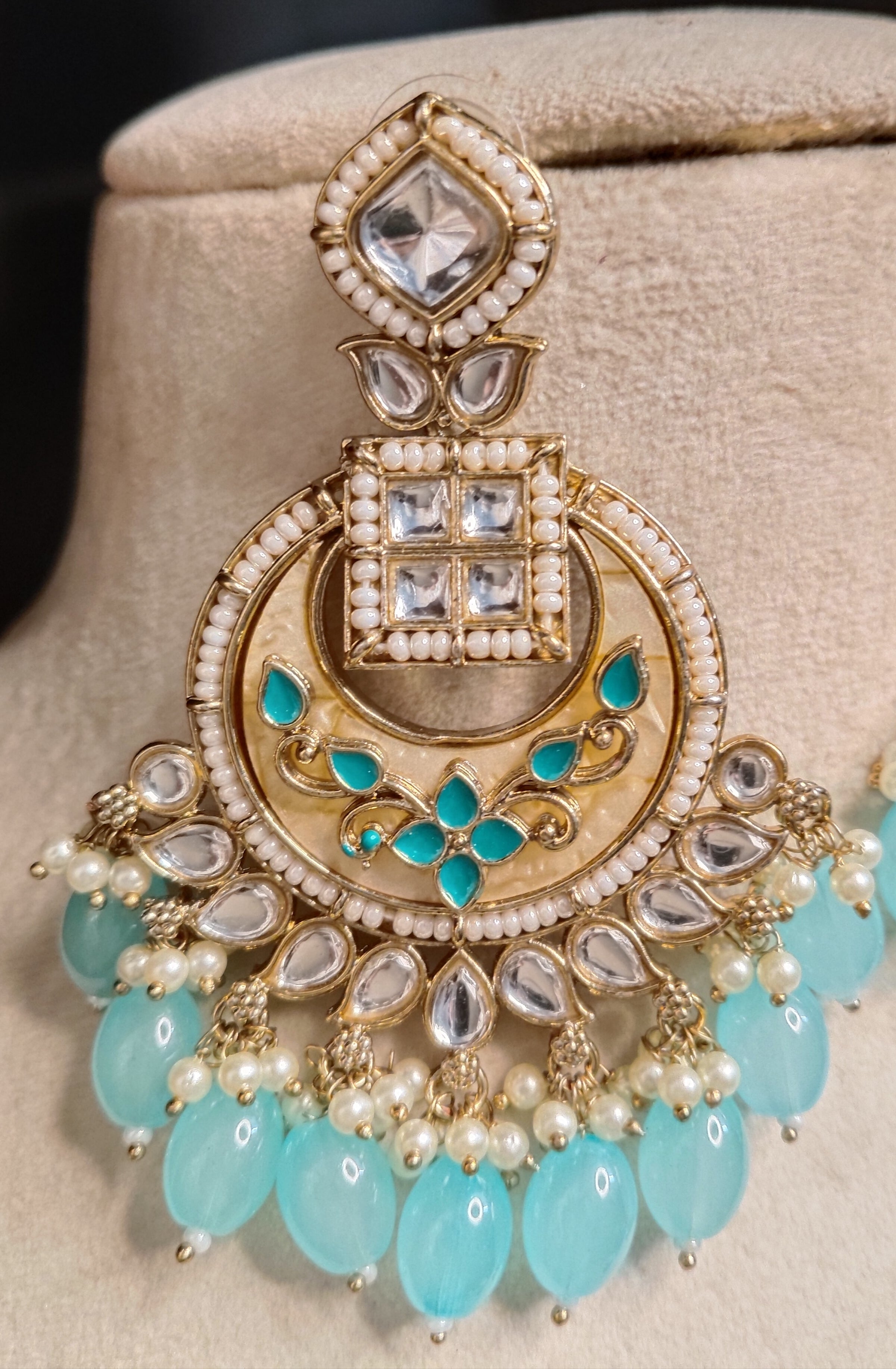 Komal Wedding Kundan Earrings Royal Antique Gold Bridal Statement Jewelry Roz Jewellers