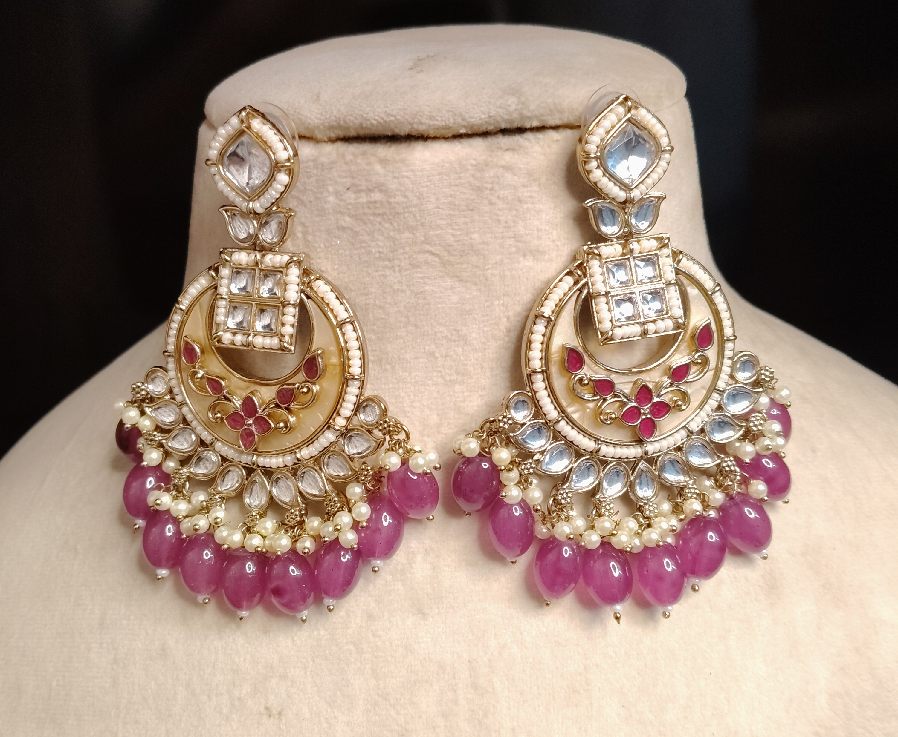 Sidra Bollywood New Kundan Earrings Royal Antique Gold Bridal Statement Jewelry Roz Jewellers