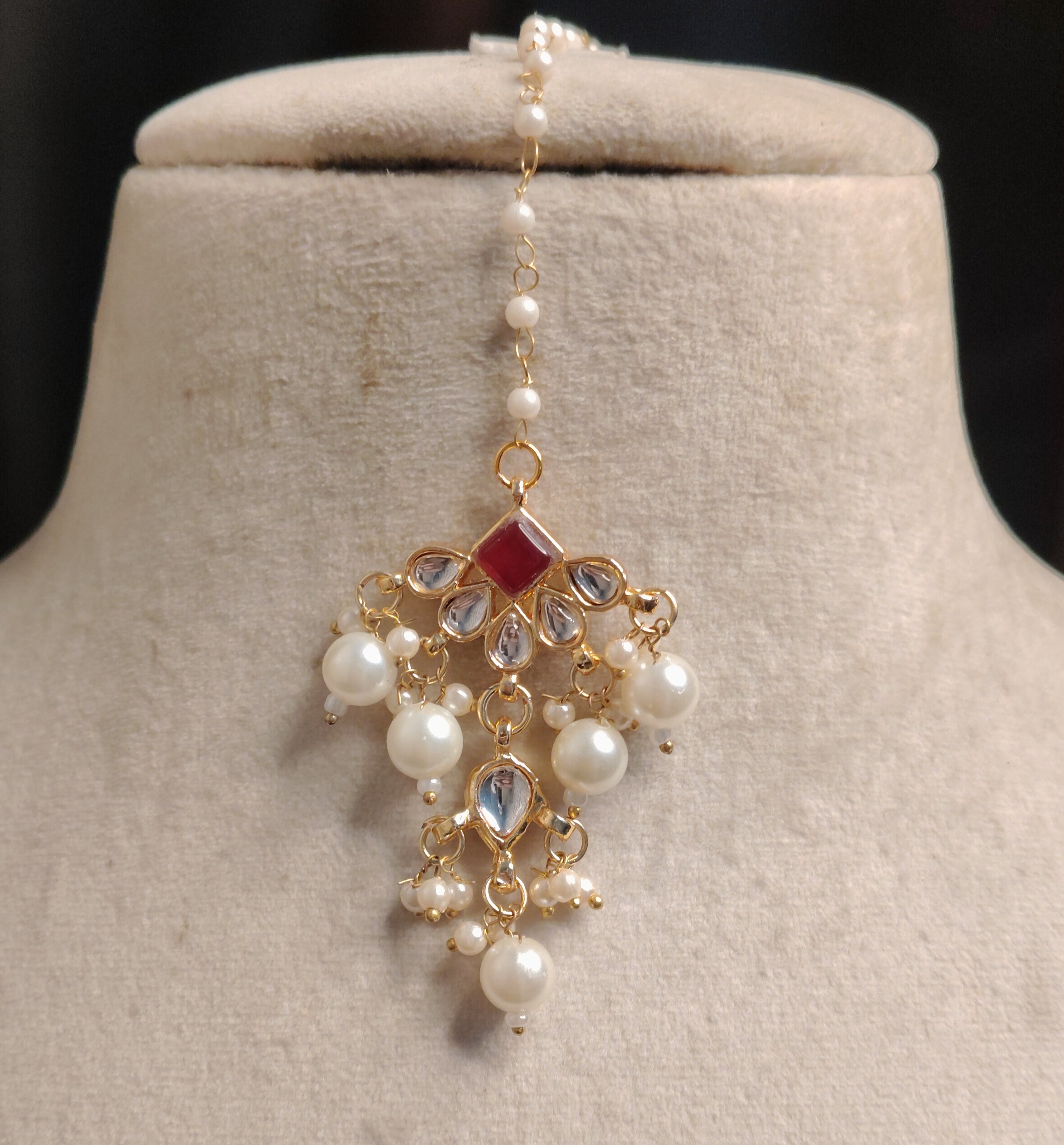 Muneza Multicolour Kundan Pearl Bridal Choker Necklace Set Roz Jewellers.