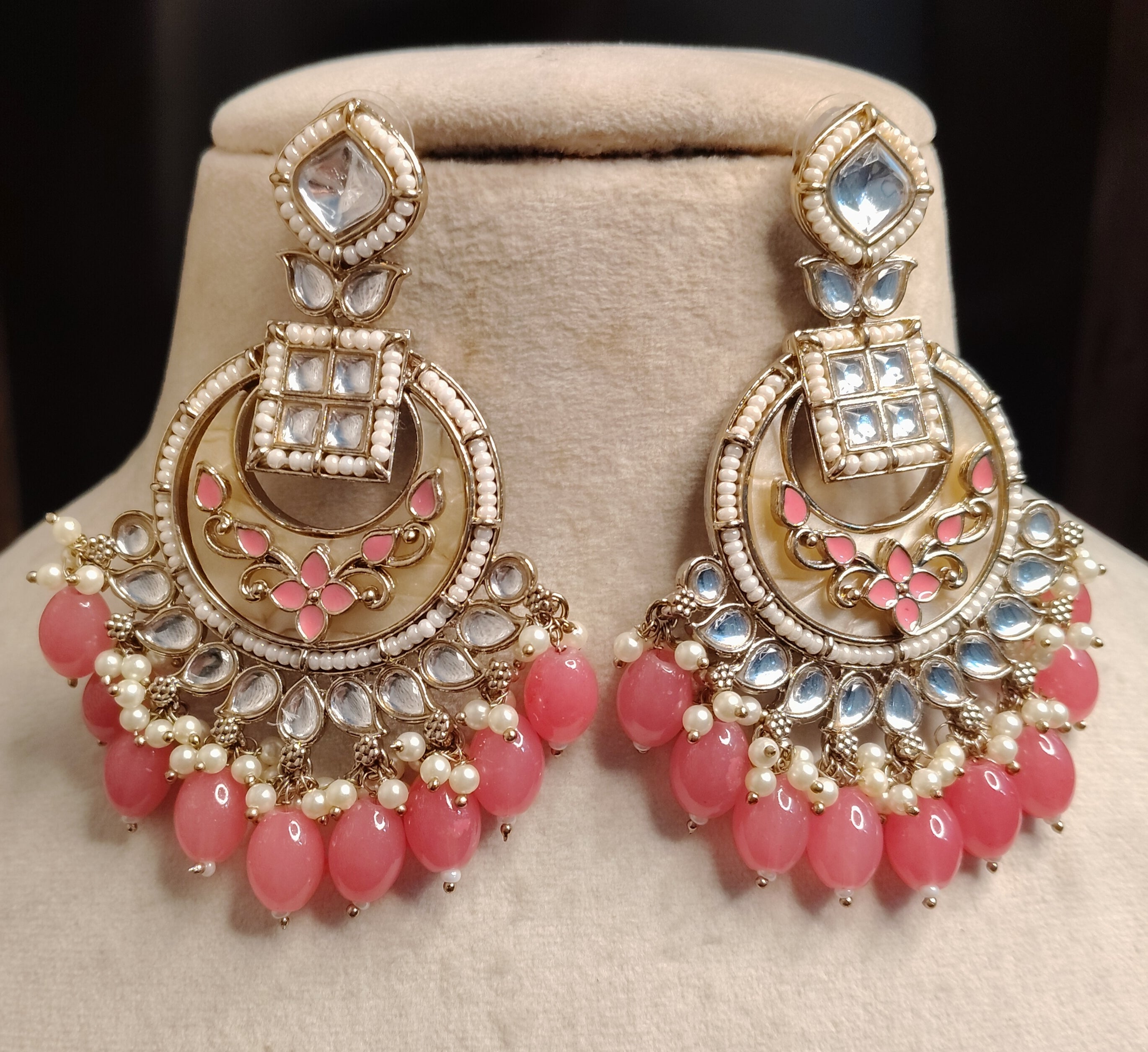 Nida Indian Bridal Kundan Earrings Royal Antique Gold Bridal Statement Jewelry Roz Jewellers