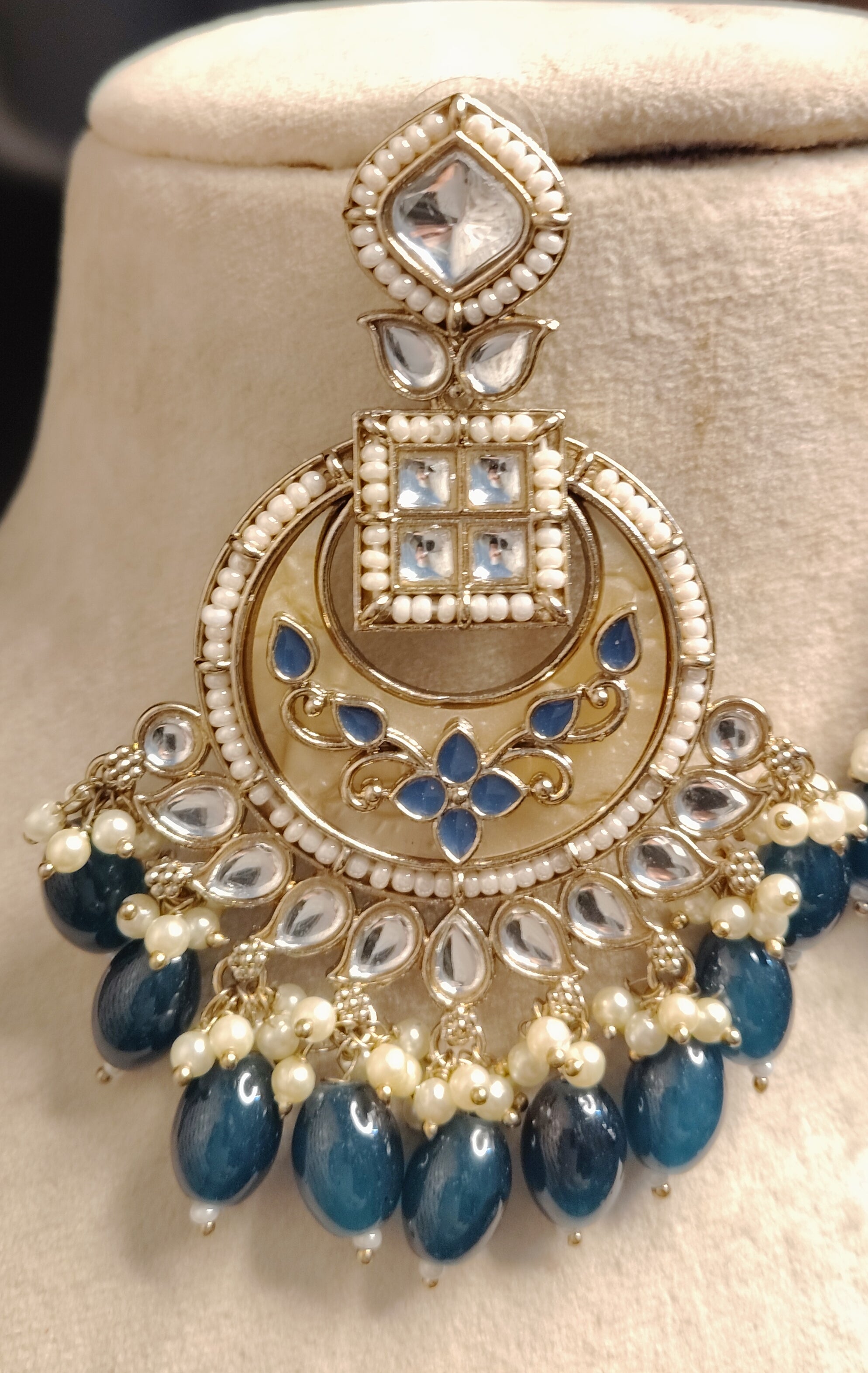 Sobia Pakistani Bridal Kundan Earrings Royal Antique Gold Bridal Statement Jewelry Roz Jewellers
