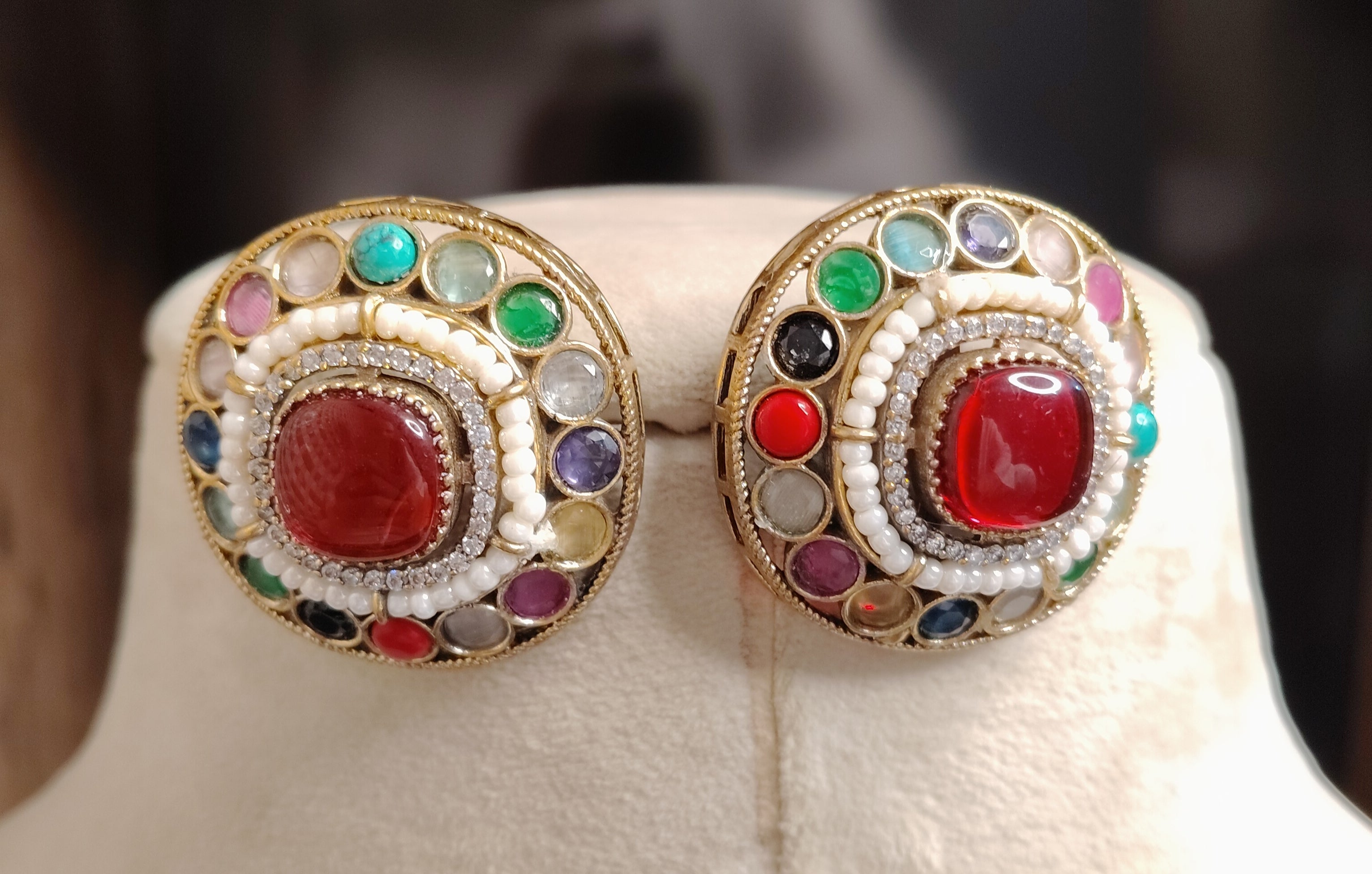 Mishal Reception Jewellery Ruby Red Statement Kundan Choker Set Roz Jewellers.