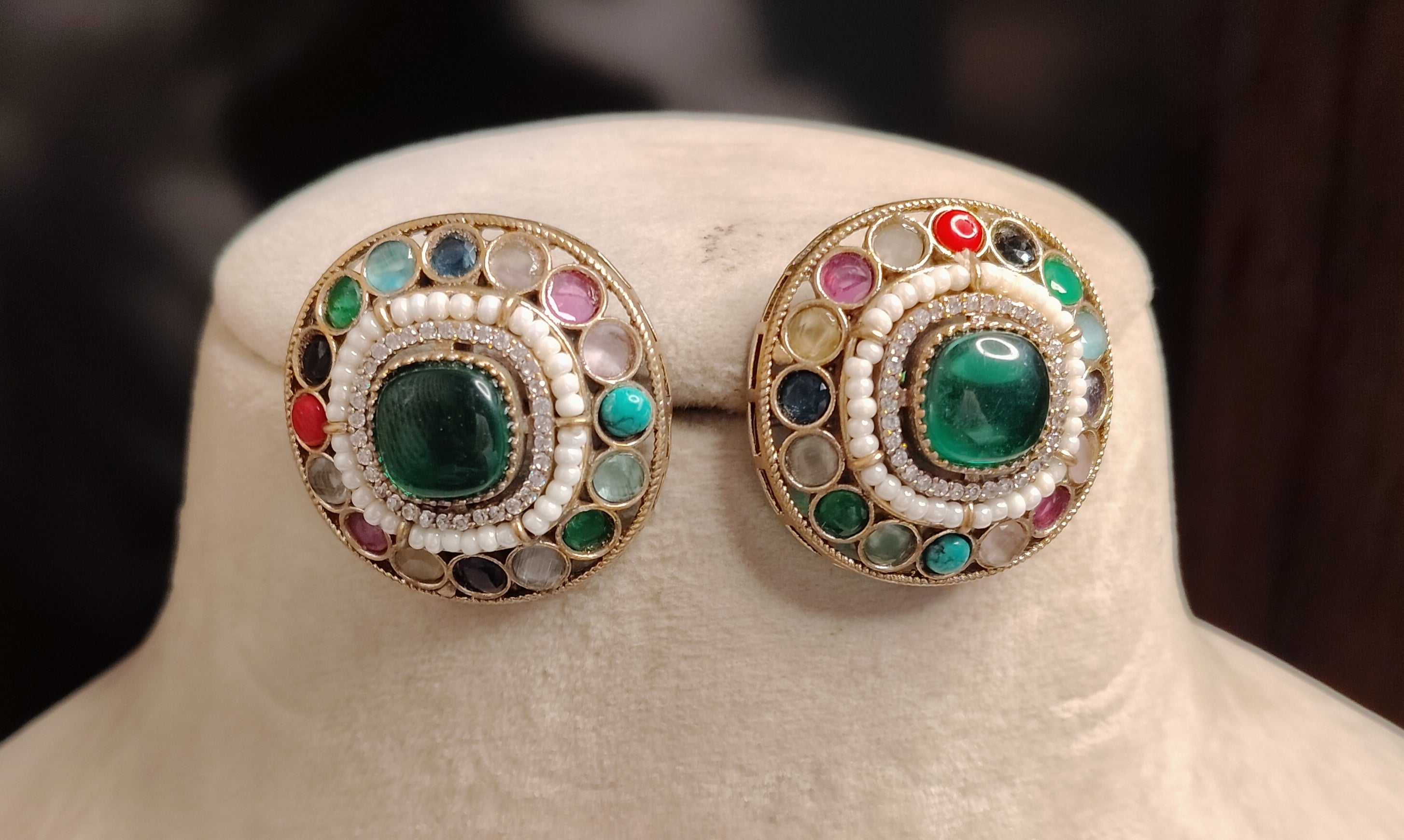 Nafisa Pakistani Emerald Green Royal Kundan Choker Set Roz Jewellers.