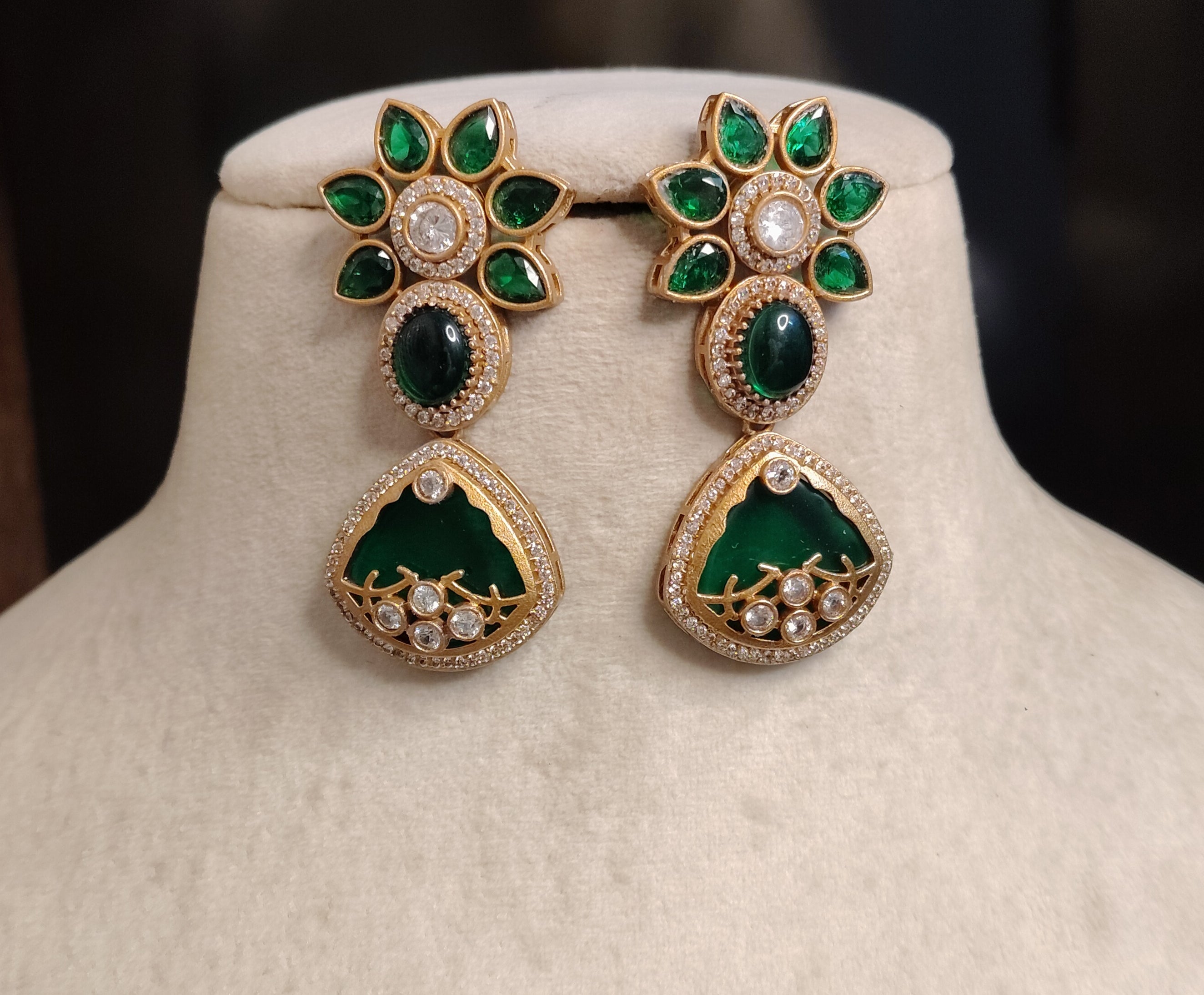 Zimal Indian Bollywood New Inlay Statement Earrings for Women Sabyasachi inspired