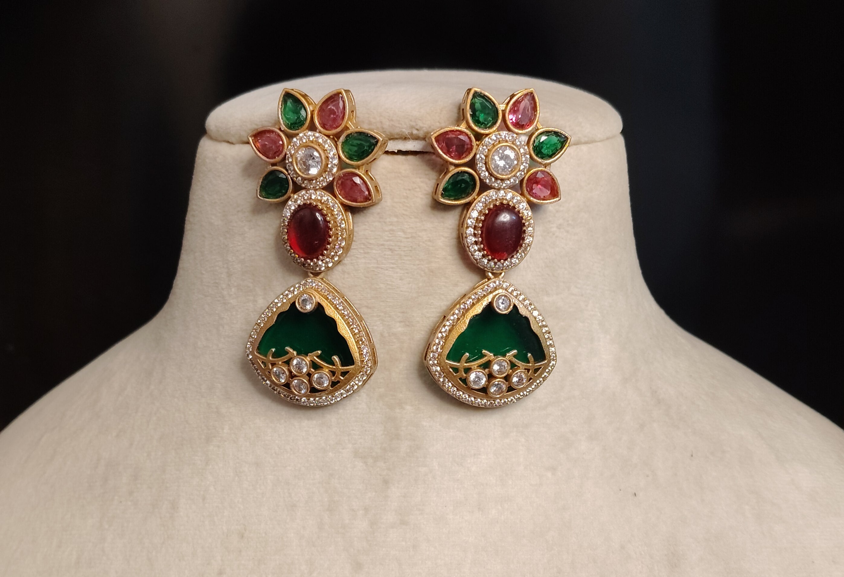 Meherin Indian Bridal Inlay Statement Earrings for Women Sabyasachi inspired