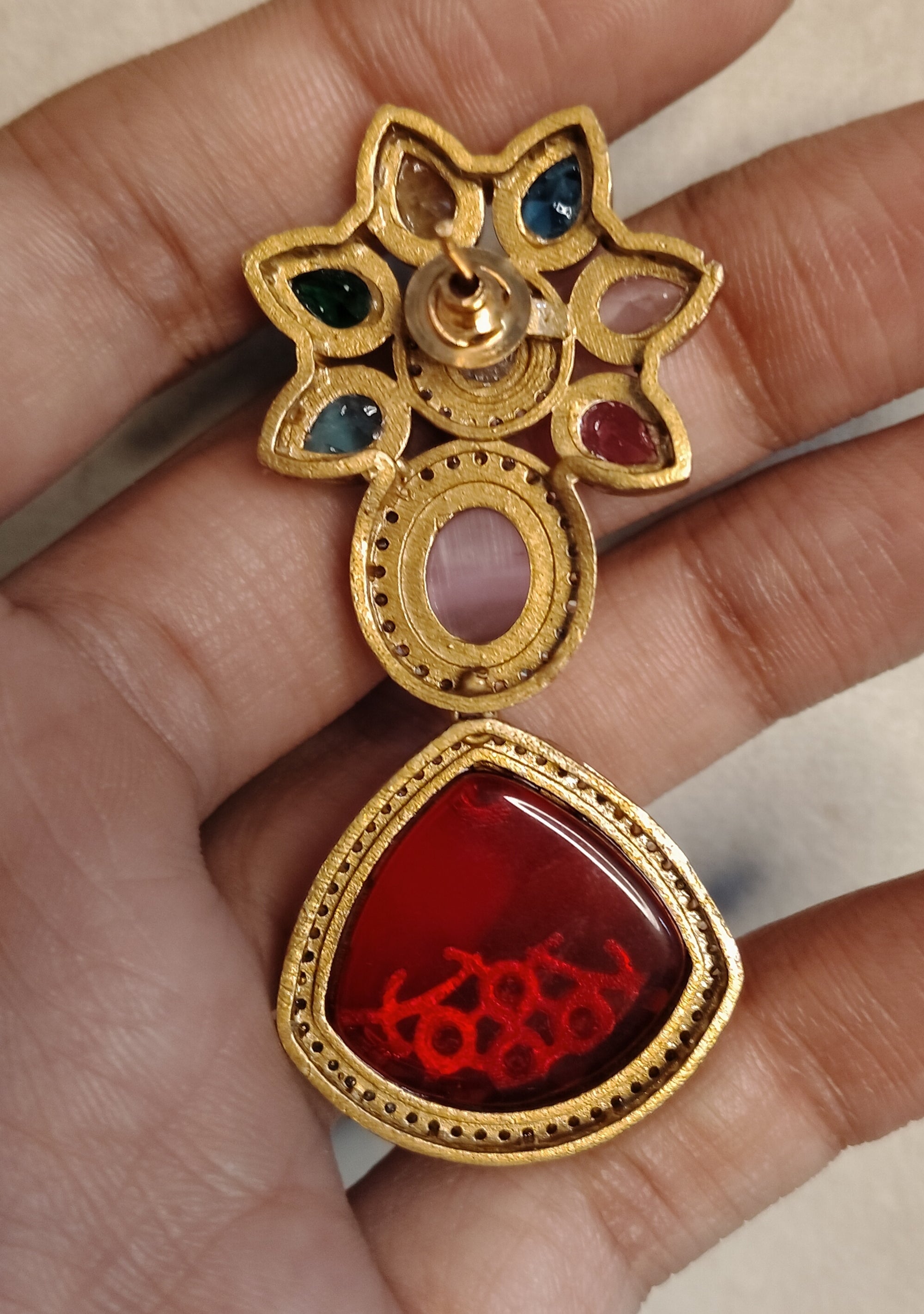 Mahveen Bollywood New Inlay Statement Earrings for Women Sabyasachi inspired