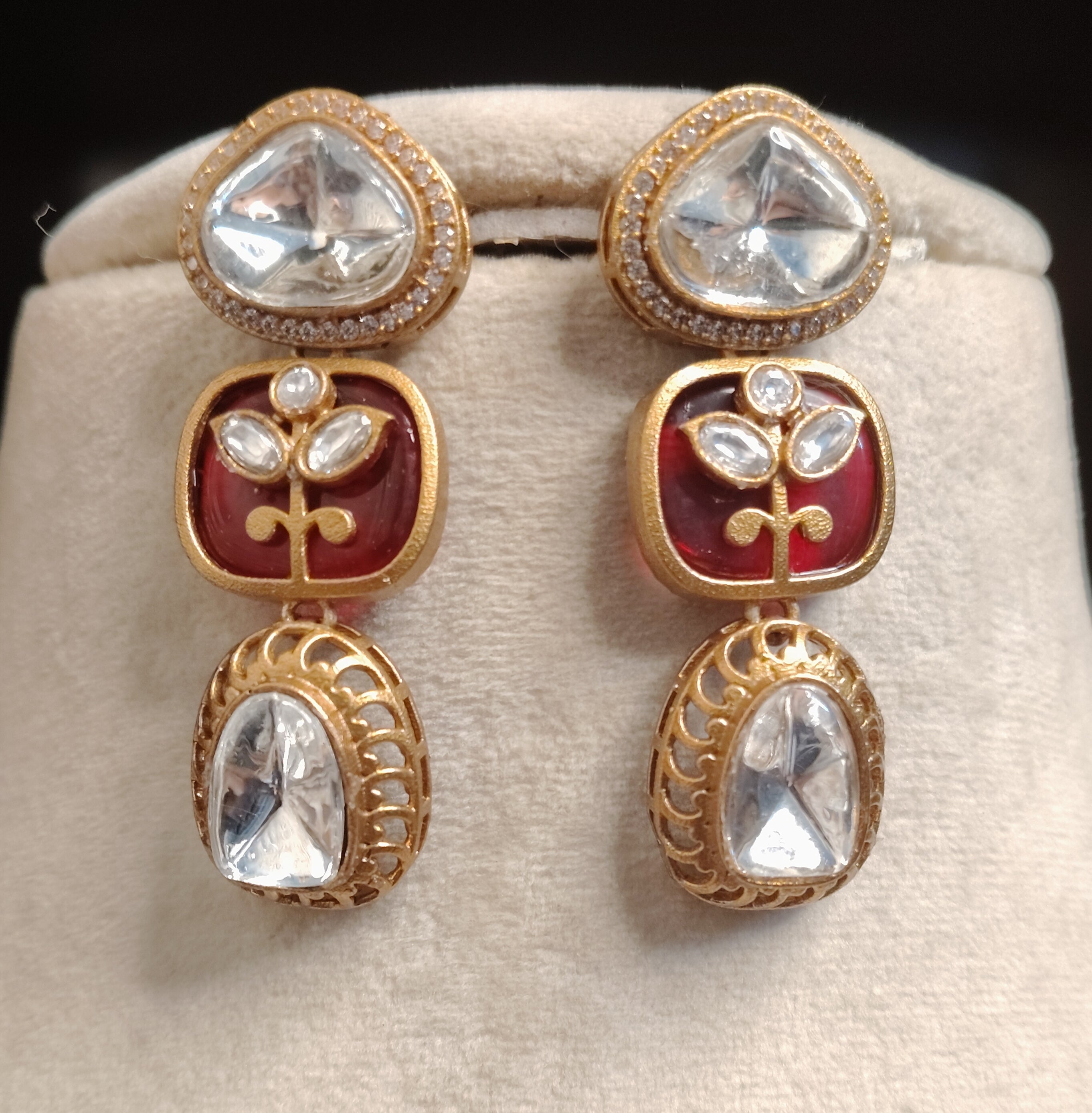 Farah Ruby Red and Gold Kundan Style Necklace Set Roz Jewellers.