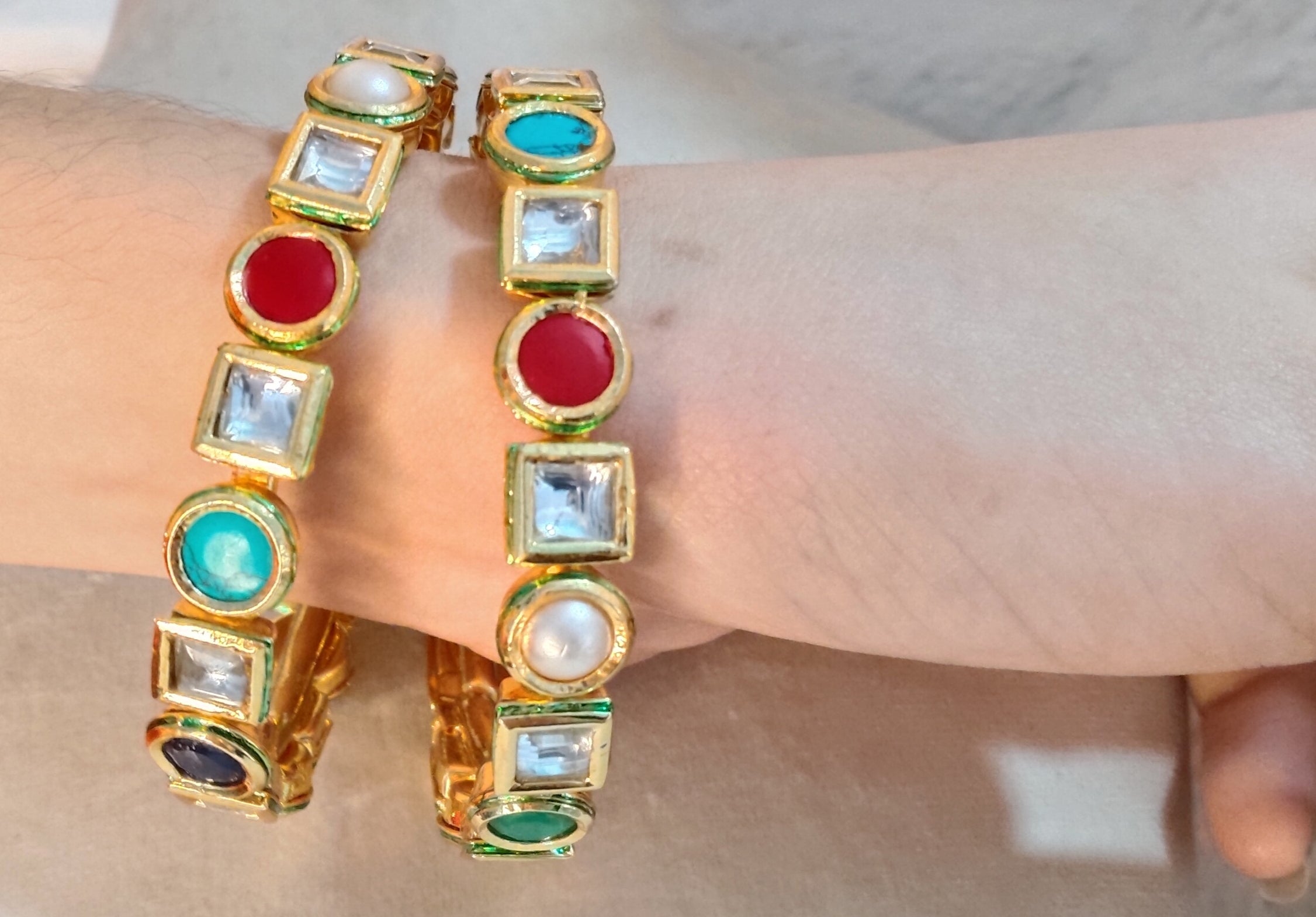Multicolor Kundan Stone Bangles Design Roz Jewellers
