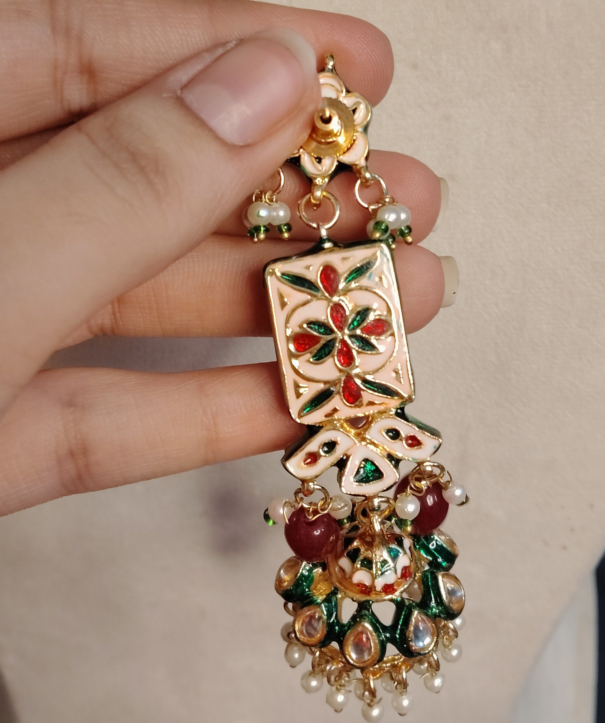 Traditional Kundan and Ruby Red Jhumka Earrings for Women Roz Jewellers