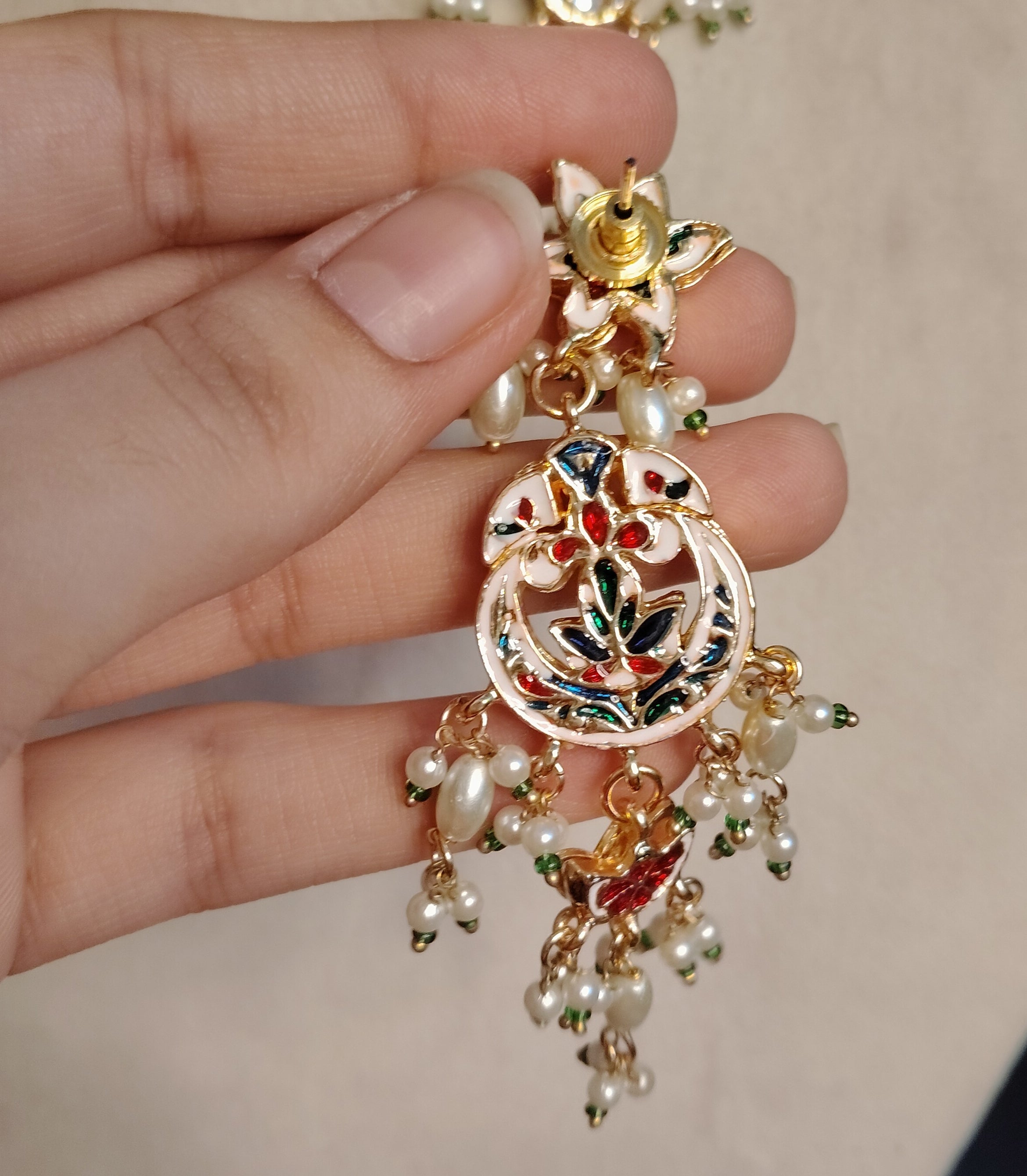 Gold Plated Lightweight Bridal Statement Kundan Earrings Indian Danglers Roz Jewellers