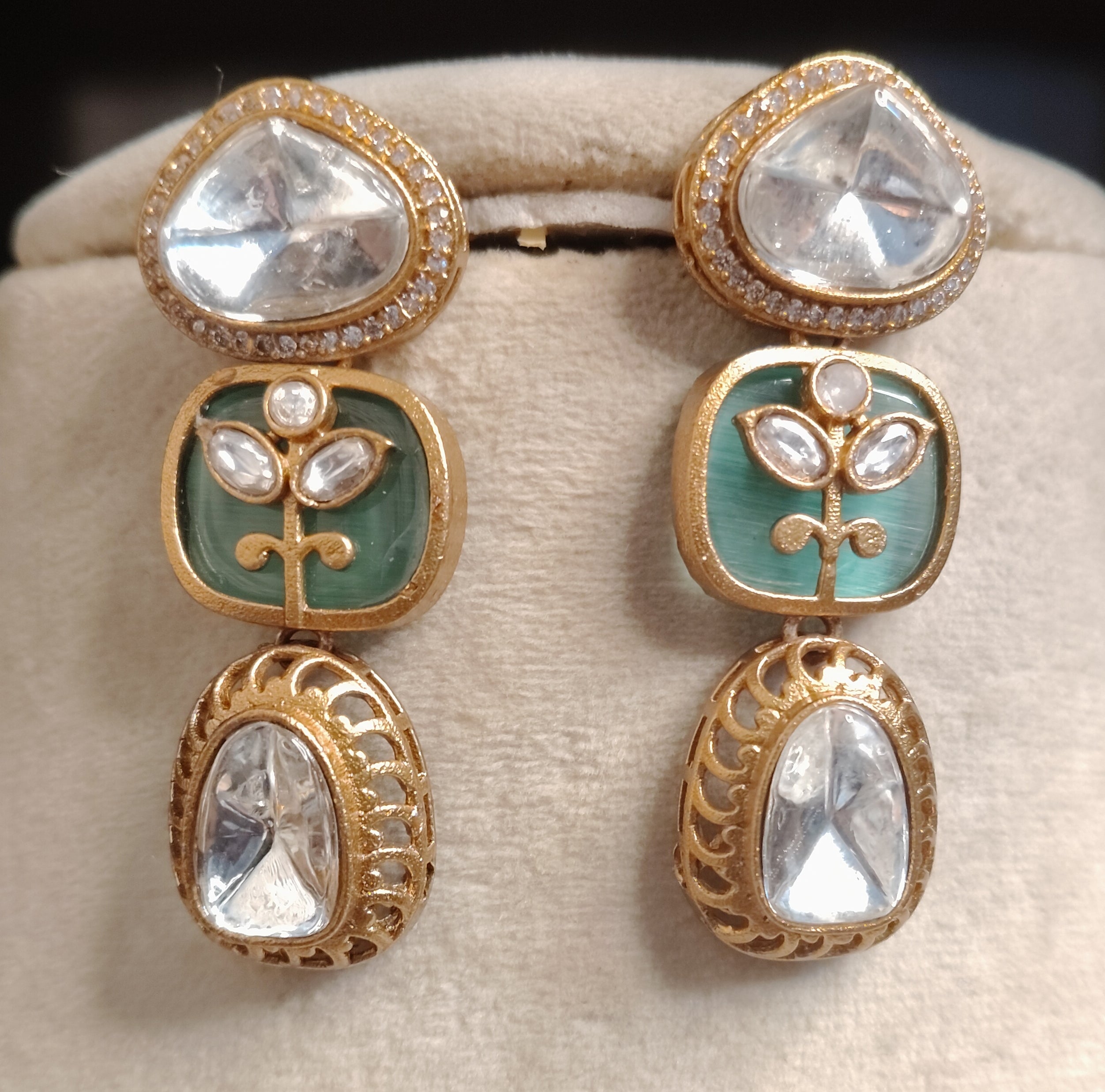 Parisa Wedding Mint Green Kundan Inspired Necklace Set Roz Jewellers.