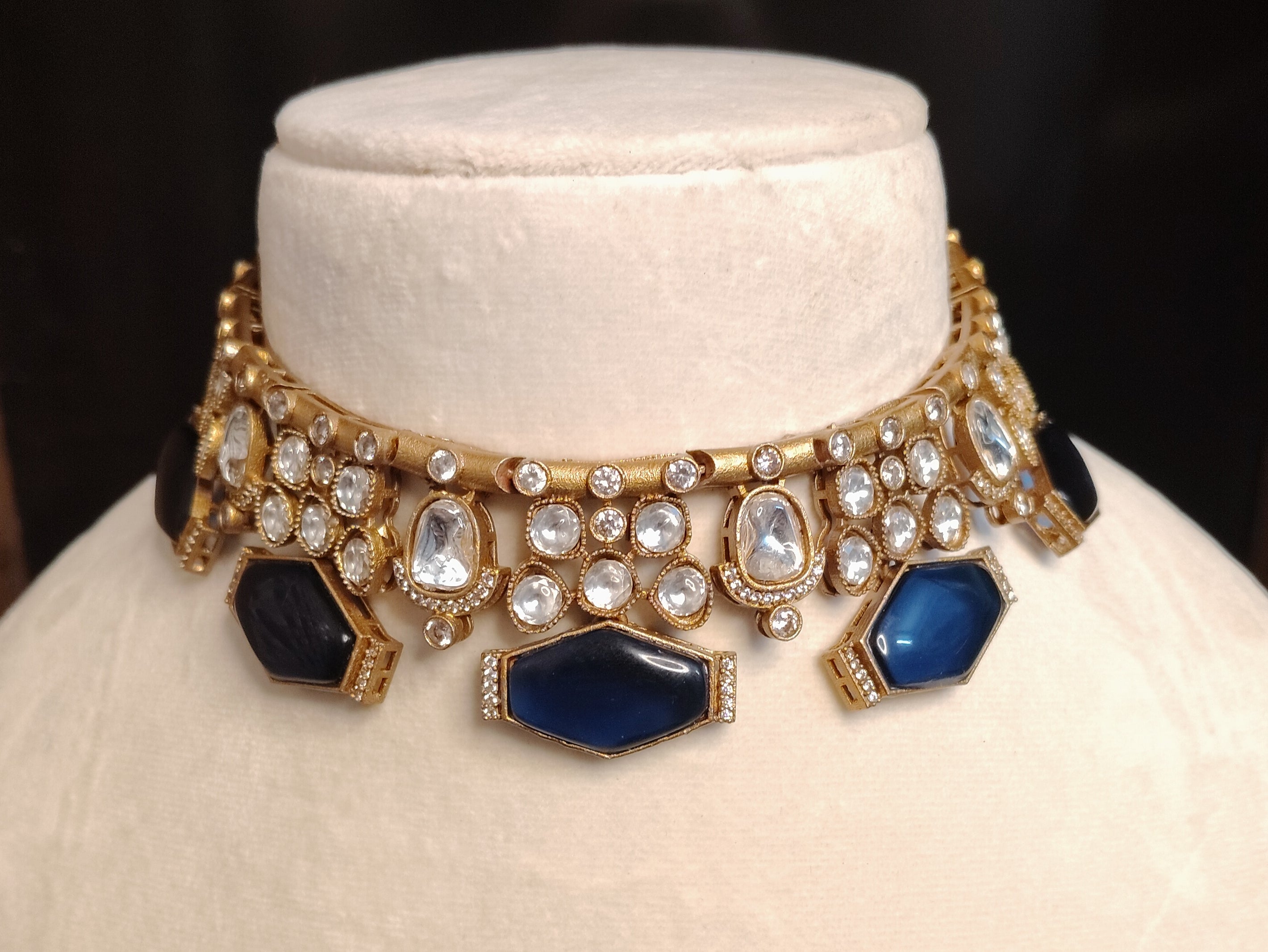Indian Kundan Choker Set with Matching Earrings Party Wear Roz Jewellers