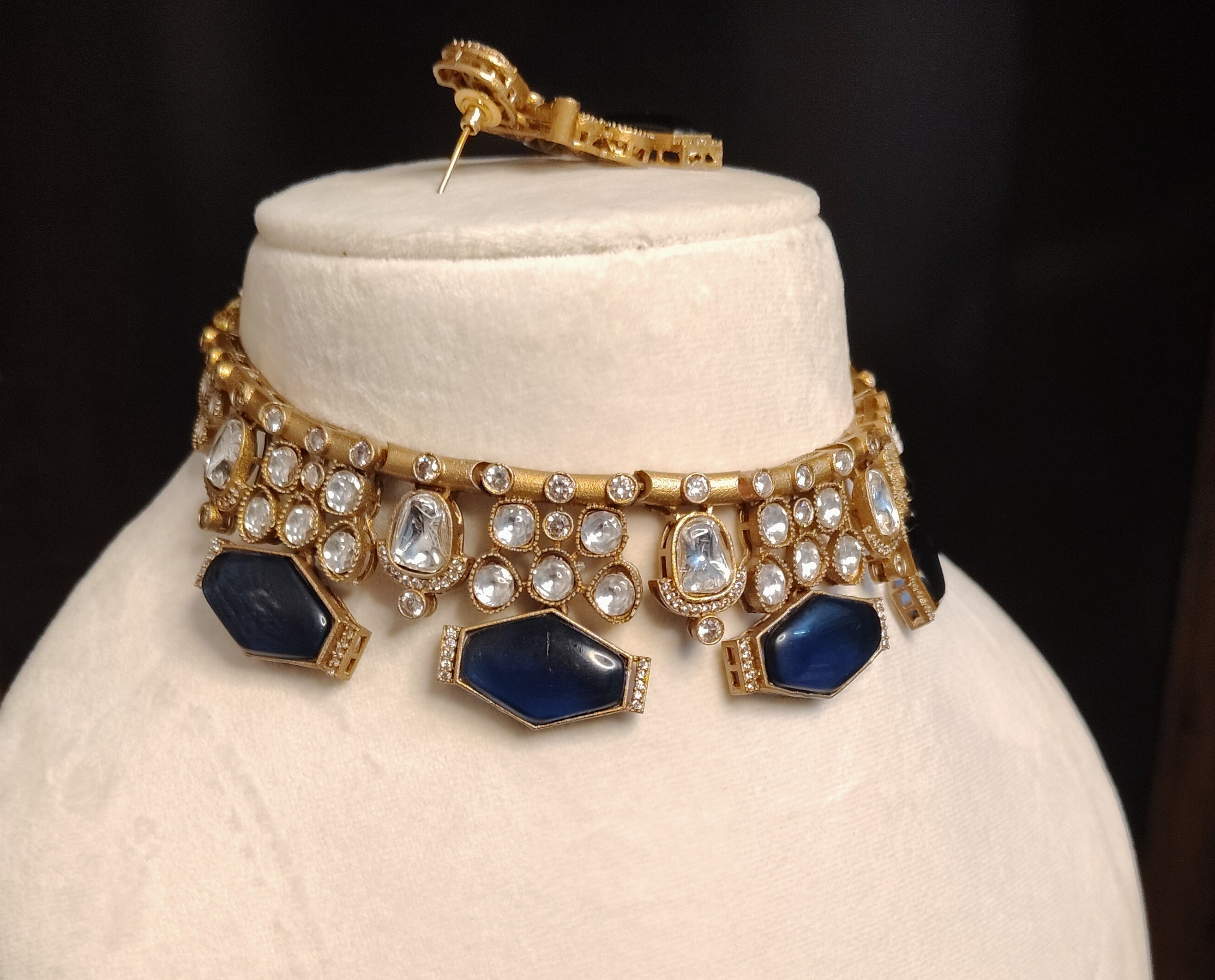 Indian Kundan Choker Set with Matching Earrings Party Wear Roz Jewellers