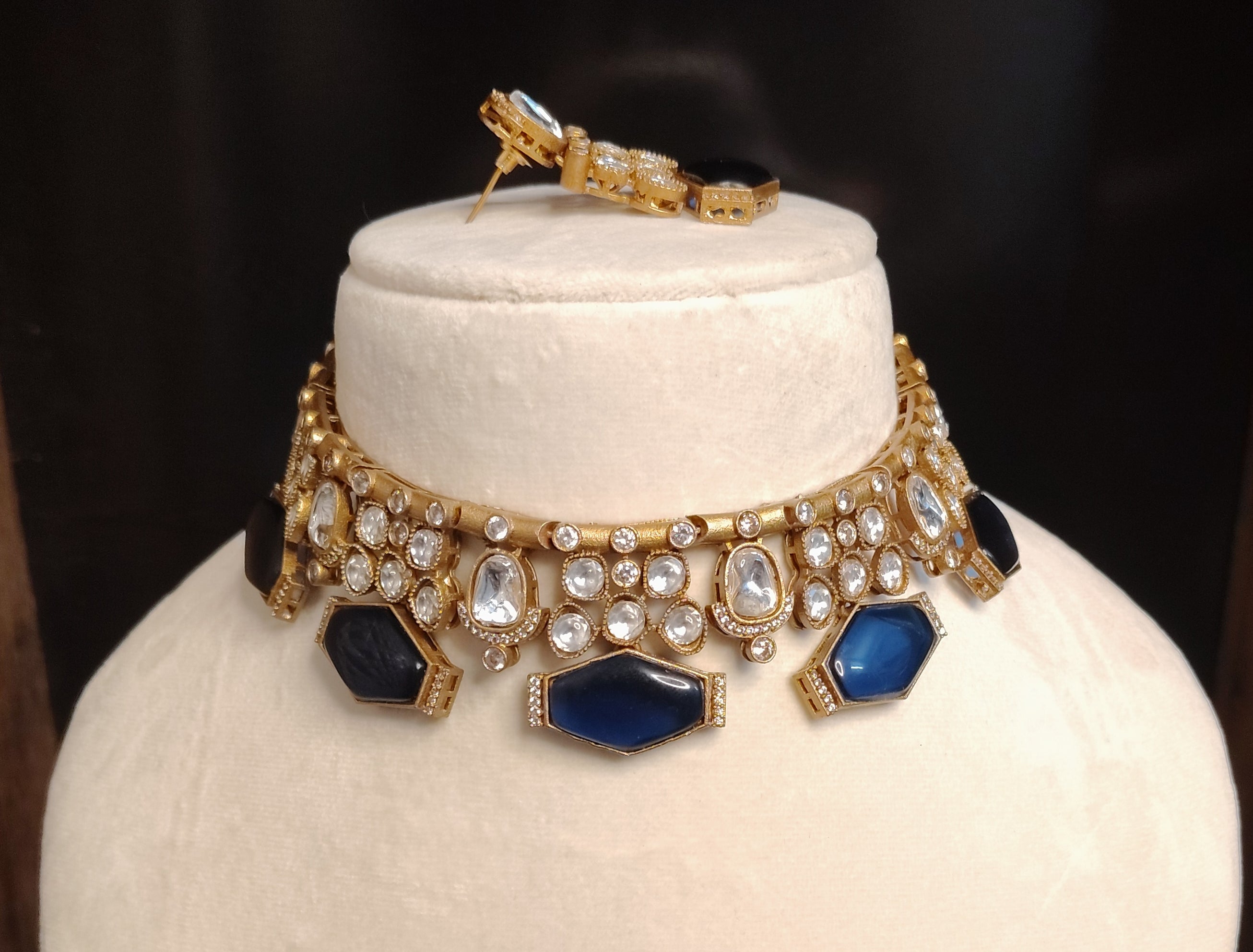 Indian Kundan Choker Set with Matching Earrings Party Wear Roz Jewellers