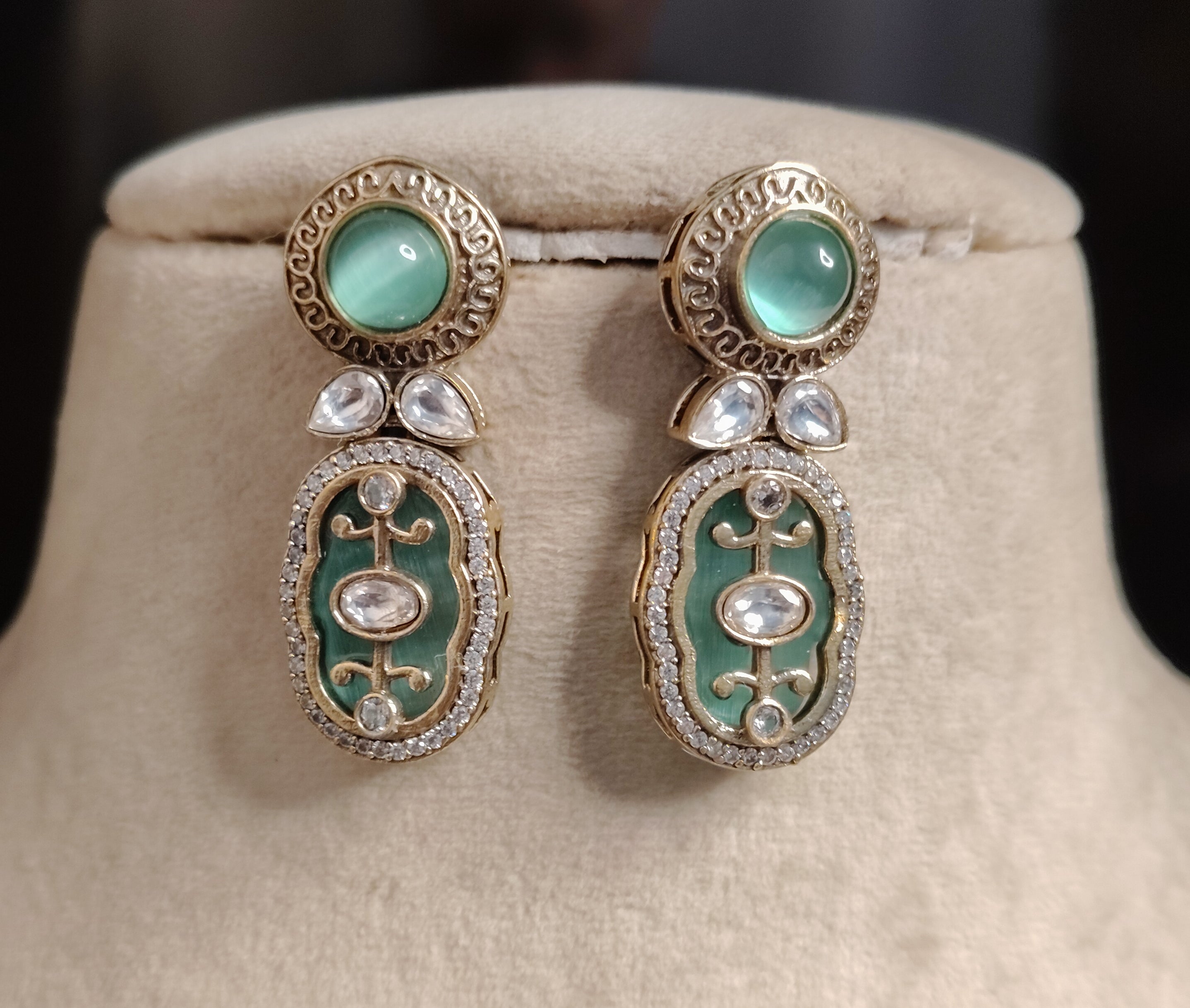 Soniya Reception Jewellery Mint Green Kundan Bridal Choker Set Roz Jewellers.