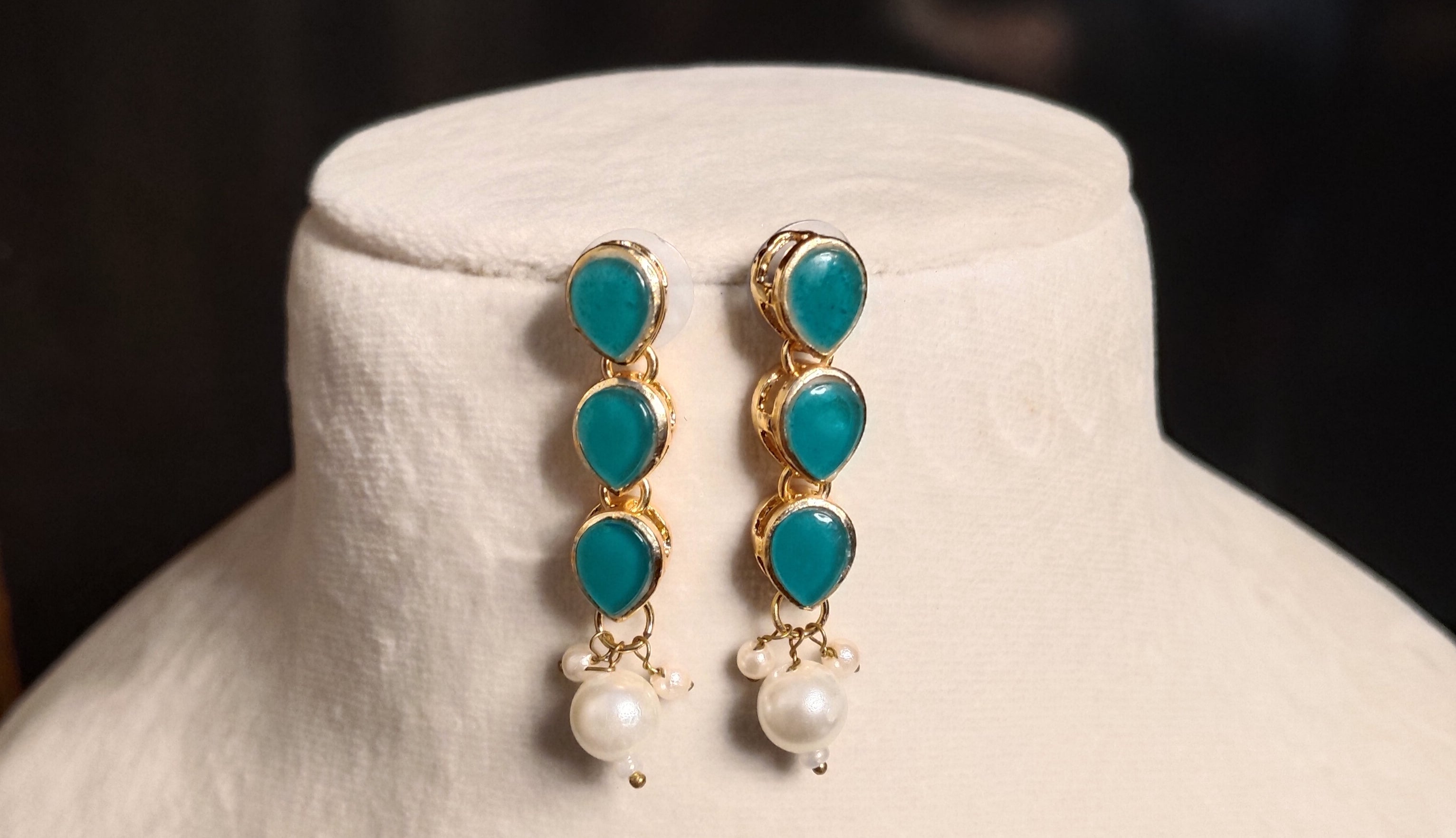 bridesmaid jewelry wedding Kundan necklace for women gold plated pearls green stones