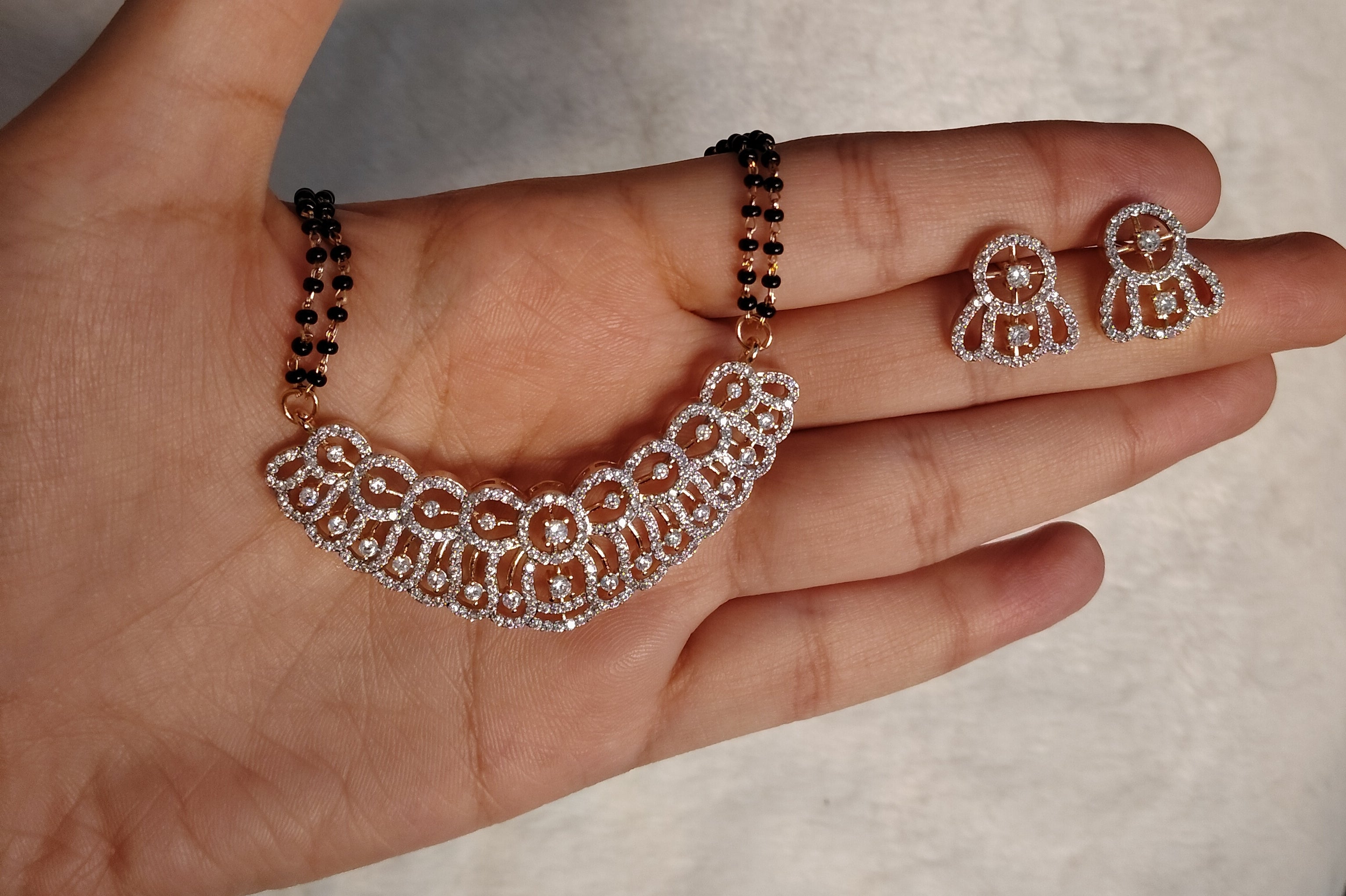 Laiba AD Mangalsutra Necklace Set Roz Jwellers.