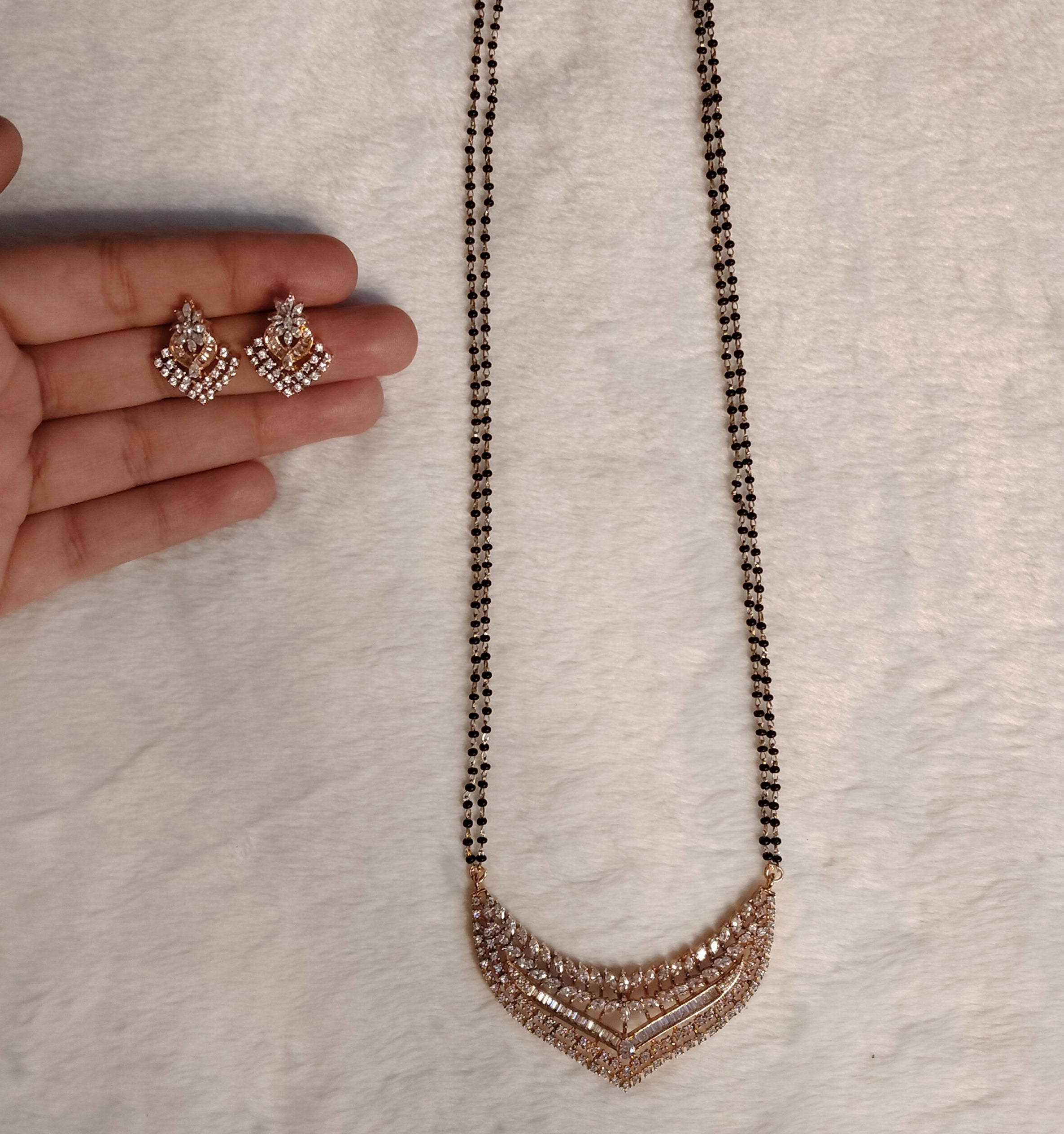Sidra American Diamond AD Mangalsutra for Women Necklace Set Roz Jwellers.