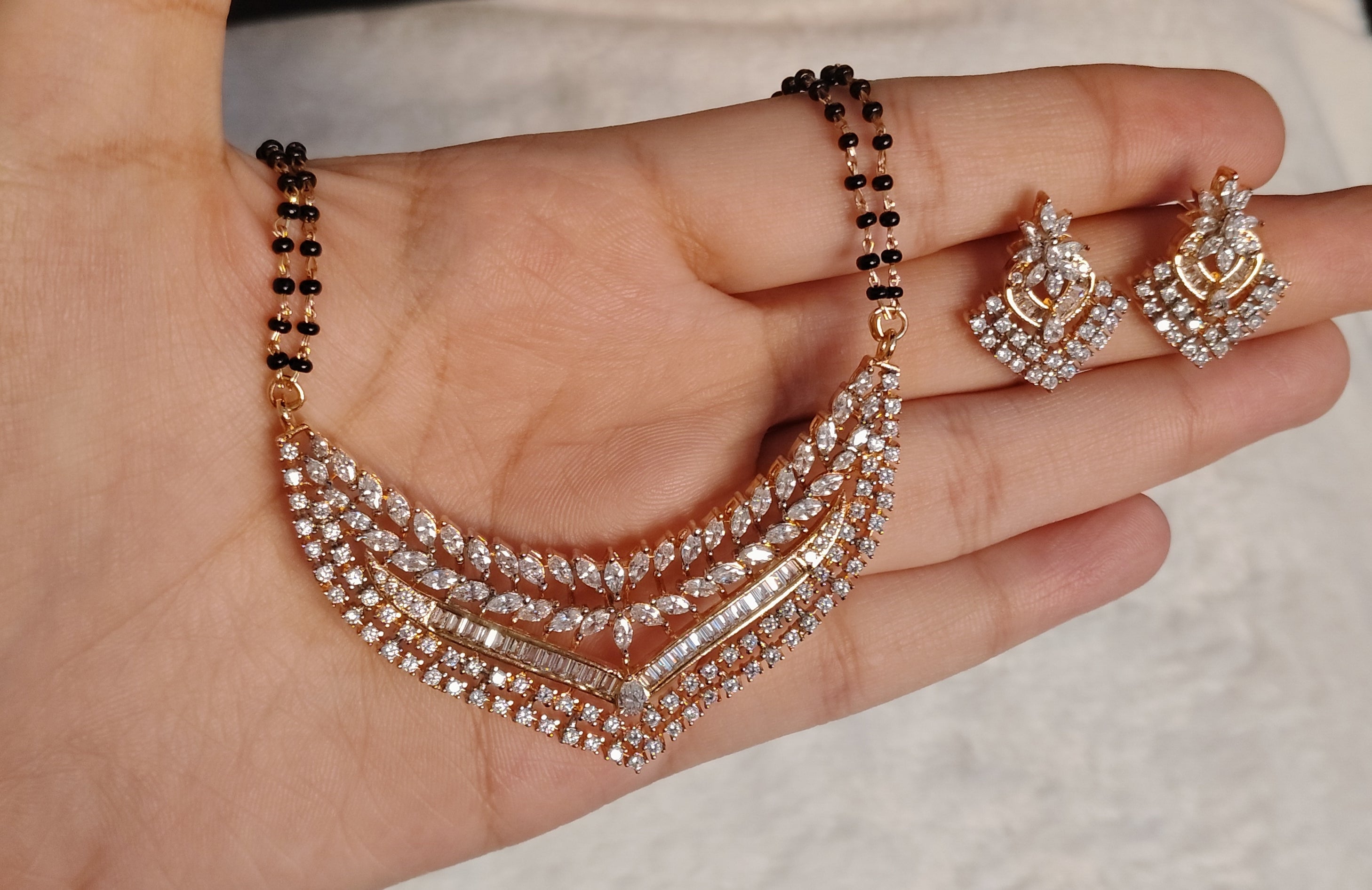 Sidra American Diamond AD Mangalsutra for Women Necklace Set Roz Jwellers.
