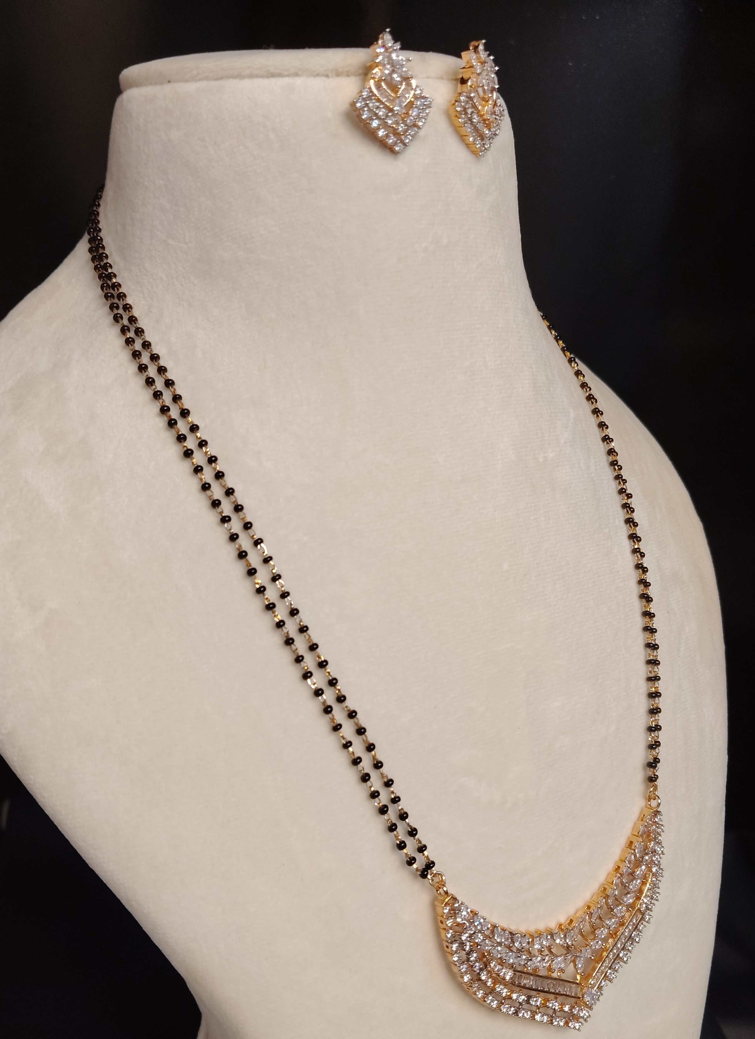 Sidra American Diamond AD Mangalsutra for Women Necklace Set Roz Jwellers.