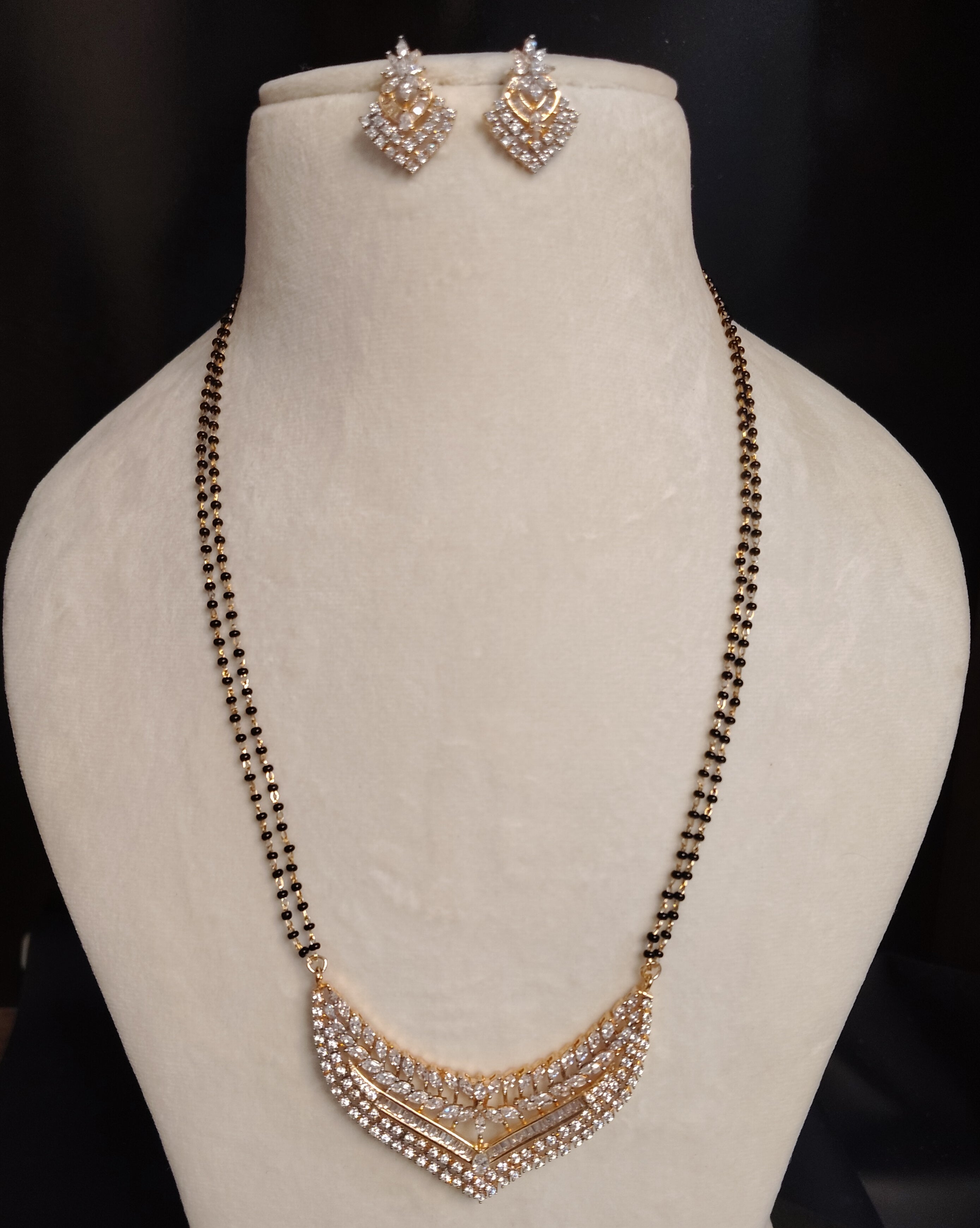 Sidra American Diamond AD Mangalsutra for Women Necklace Set Roz Jwellers.