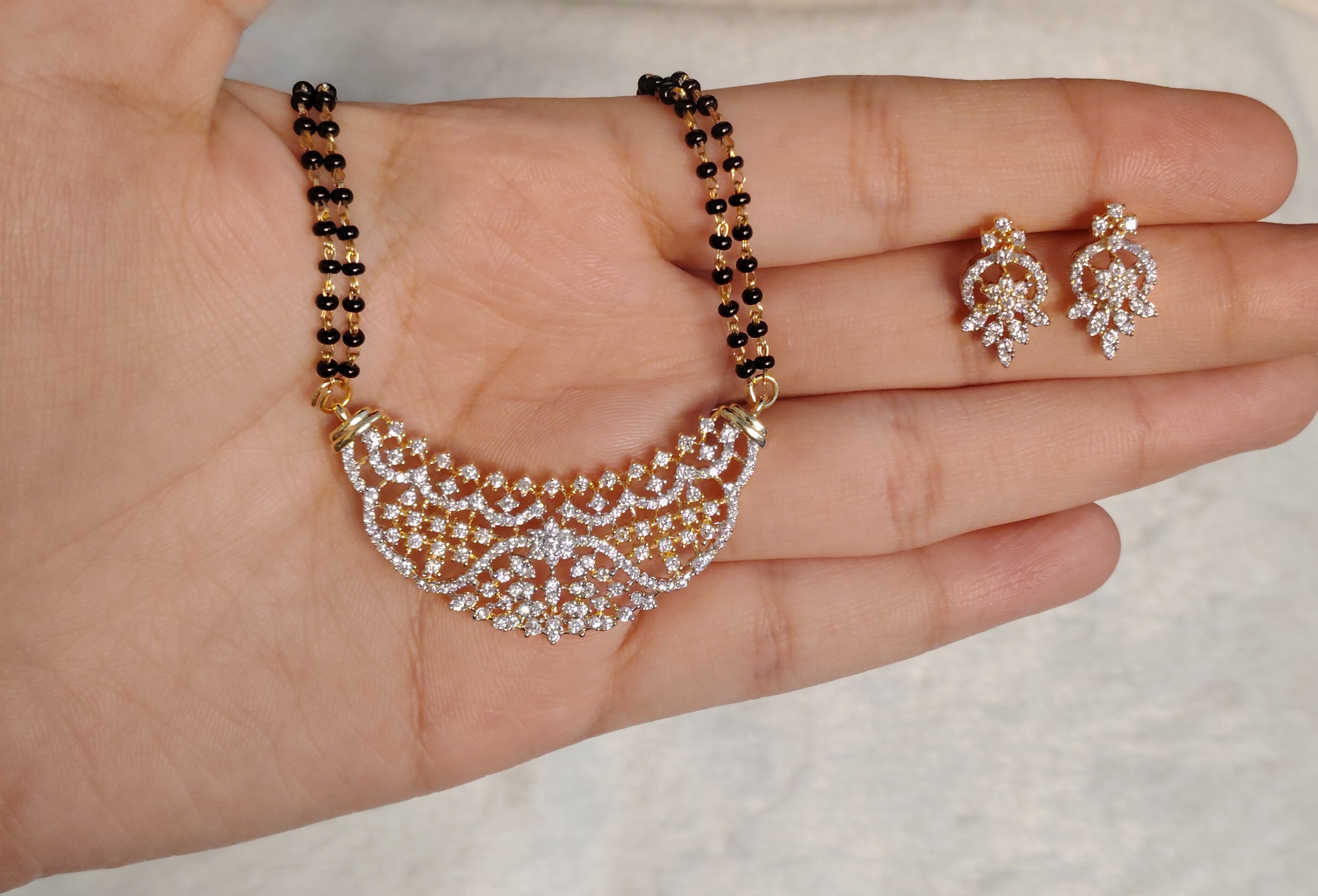 Amani American Diamond AD Mangalsutra Necklace Set Roz Jwellers.