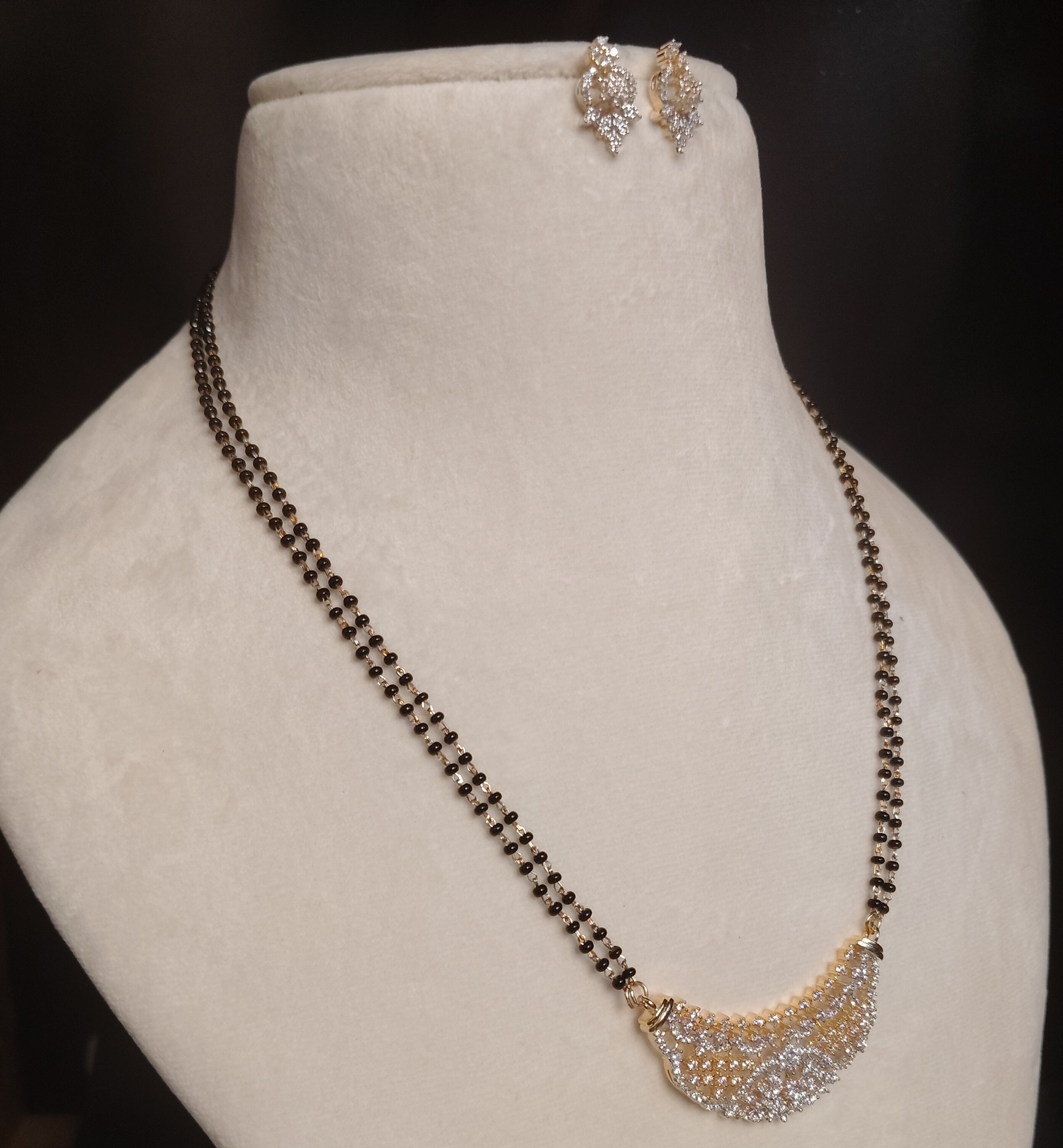 Amani American Diamond AD Mangalsutra Necklace Set Roz Jwellers.