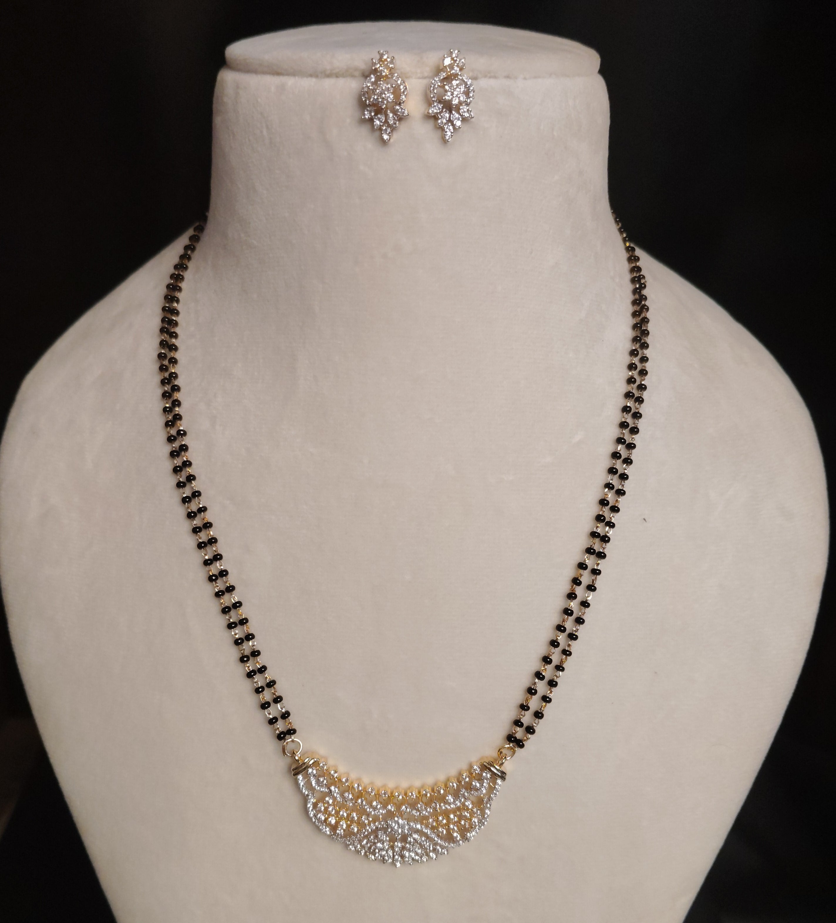 Amani American Diamond AD Mangalsutra Necklace Set Roz Jwellers.