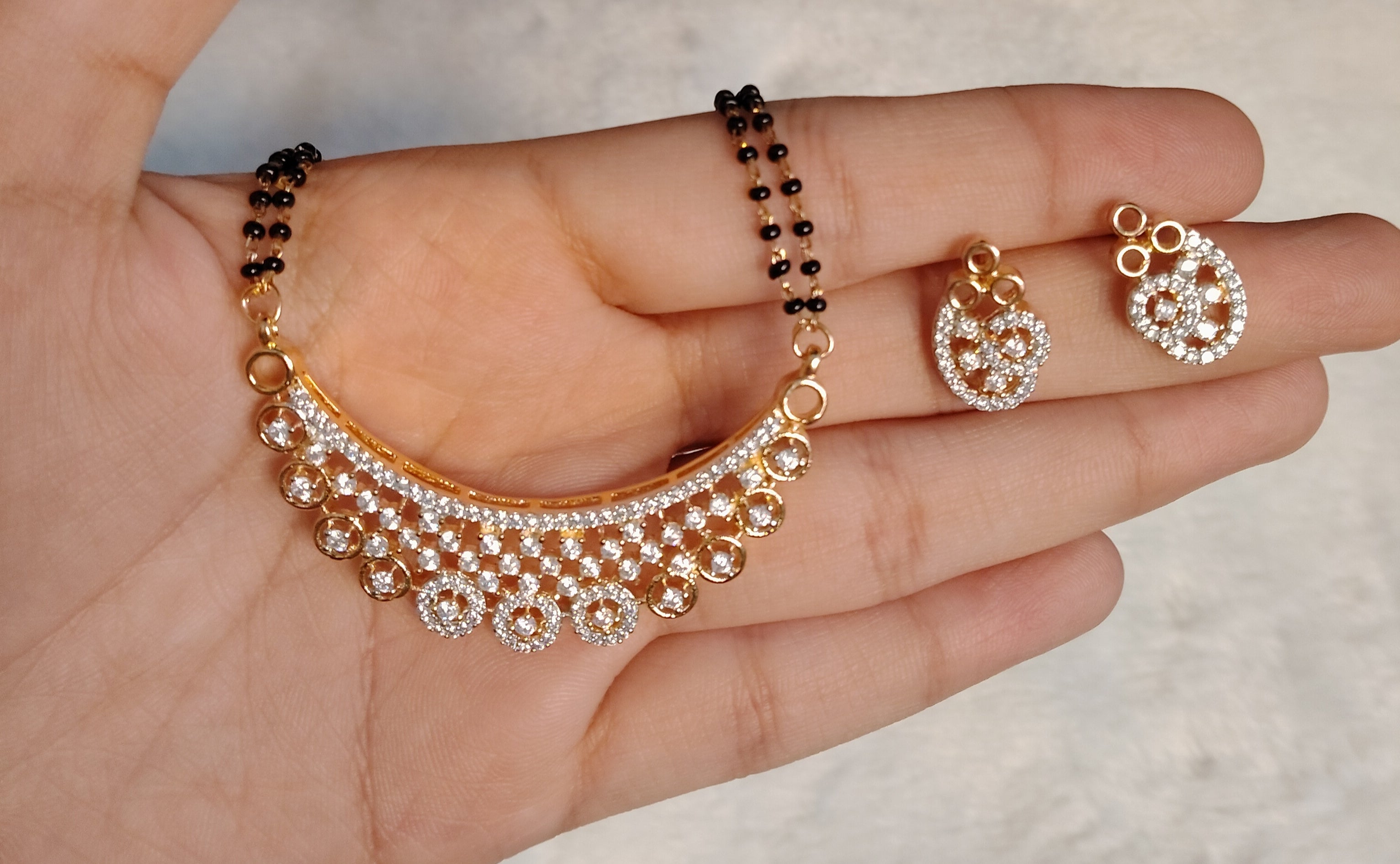 Elaf Indian Bridal Mangalsutra of American Diamond Roz Jwellers.