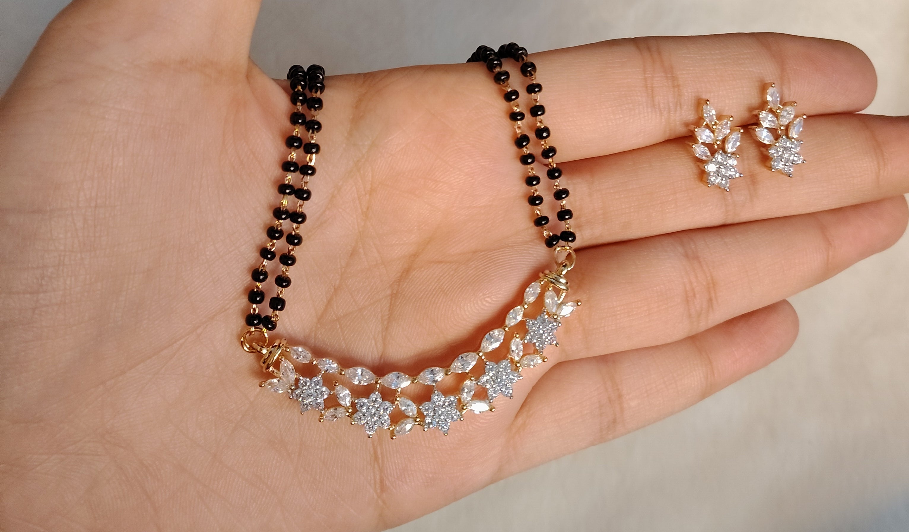 Rameen American Diamond AD Mangalsutra Necklace Set Roz Jewellers.
