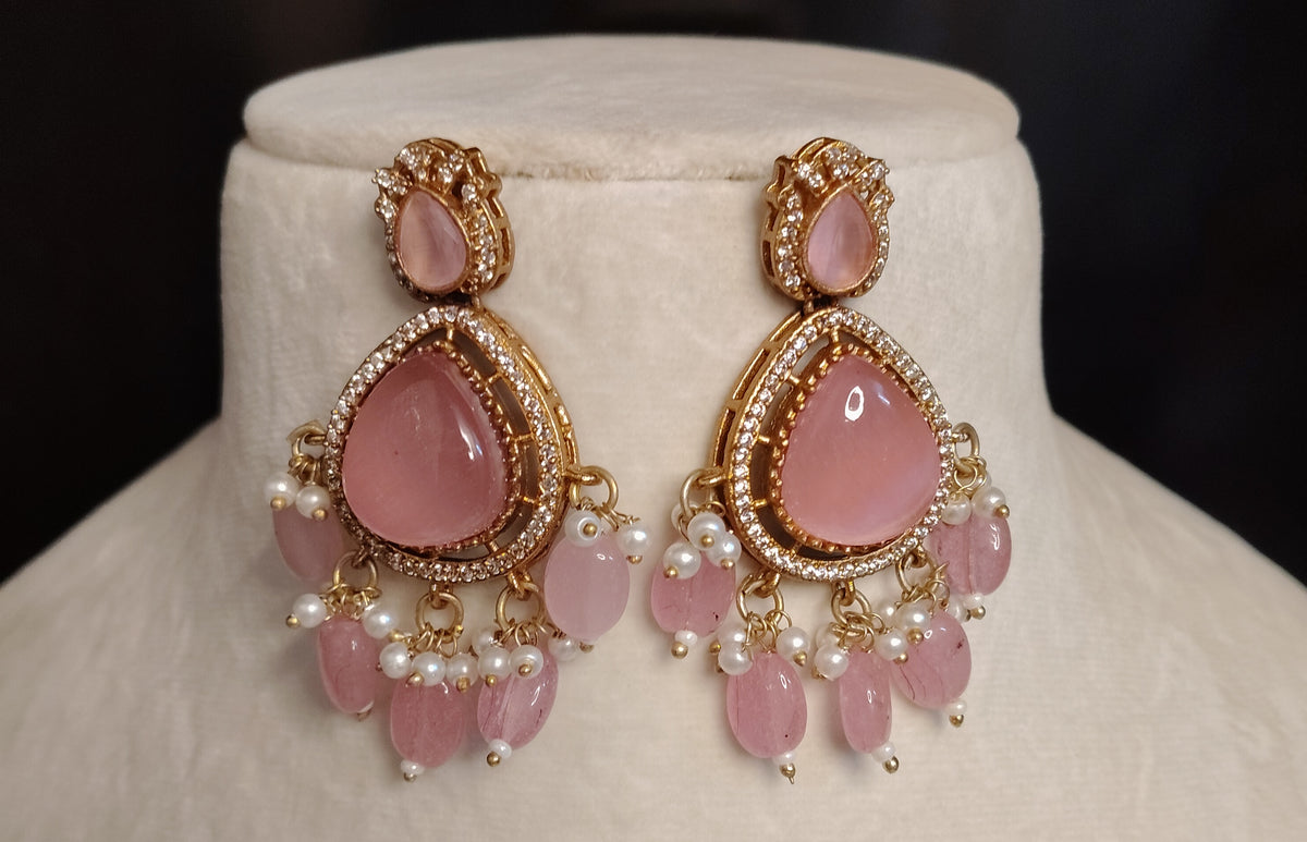 Aleena Indian Long Necklace Earrings Jewelry Party Wear Bridal Set Roz Jewellers