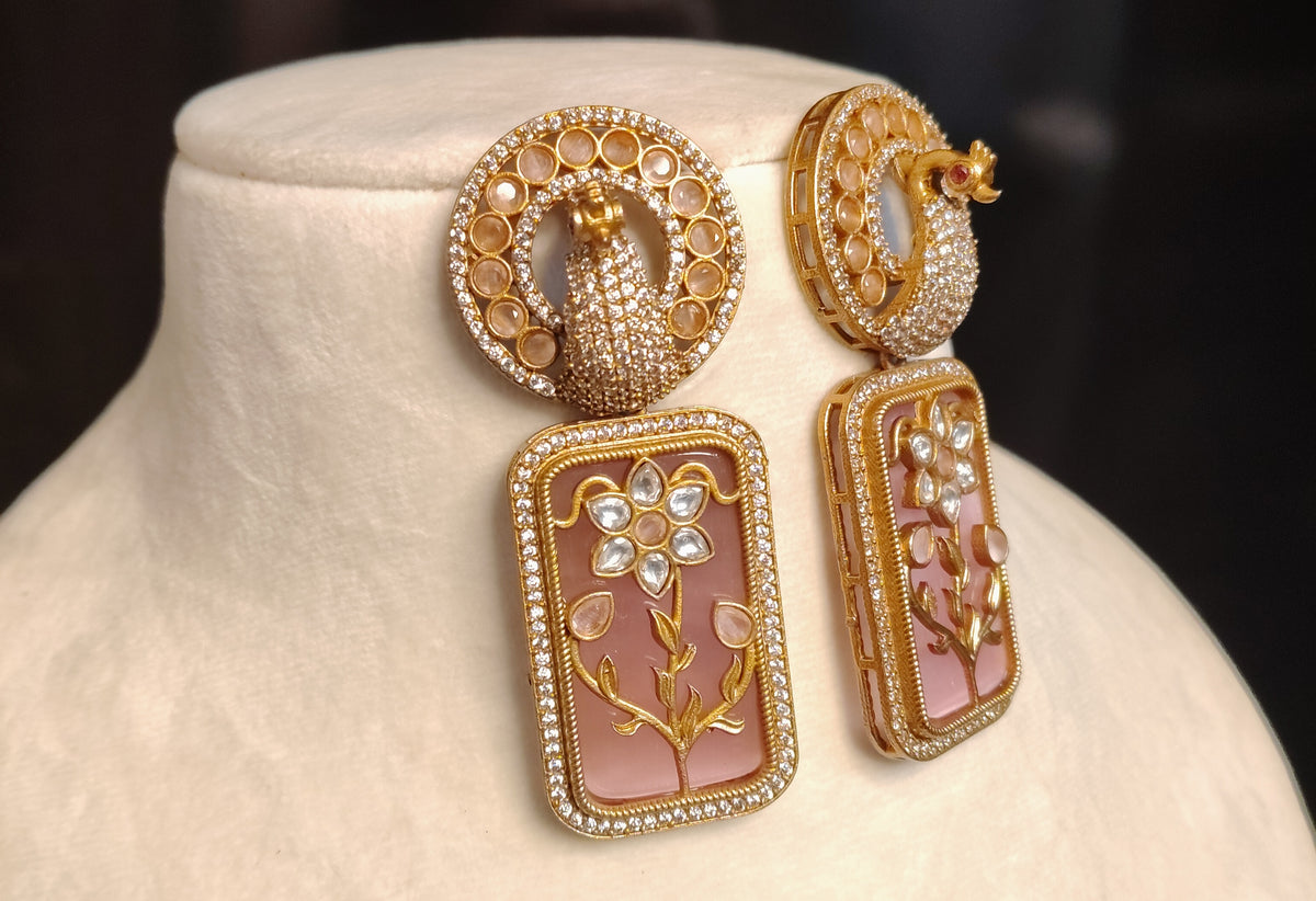 Alina Bollywood New Moissanite Inlay Statement Earrings for Women Sabyasachi inspired