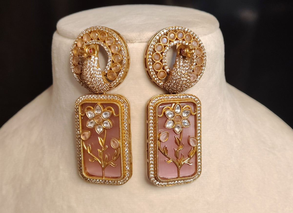 Alina Bollywood New Moissanite Inlay Statement Earrings for Women Sabyasachi inspired