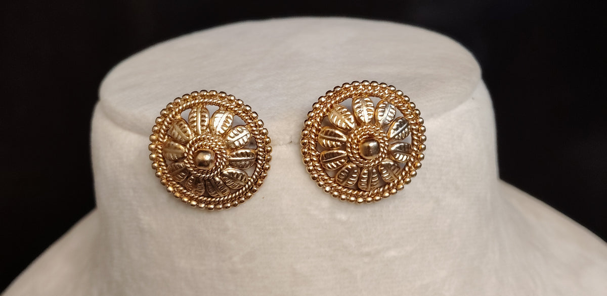 Lujain Gold Tone Polki Choker Necklace Set with Jhumka Earrings | Traditional Indian Bridal Jewellery