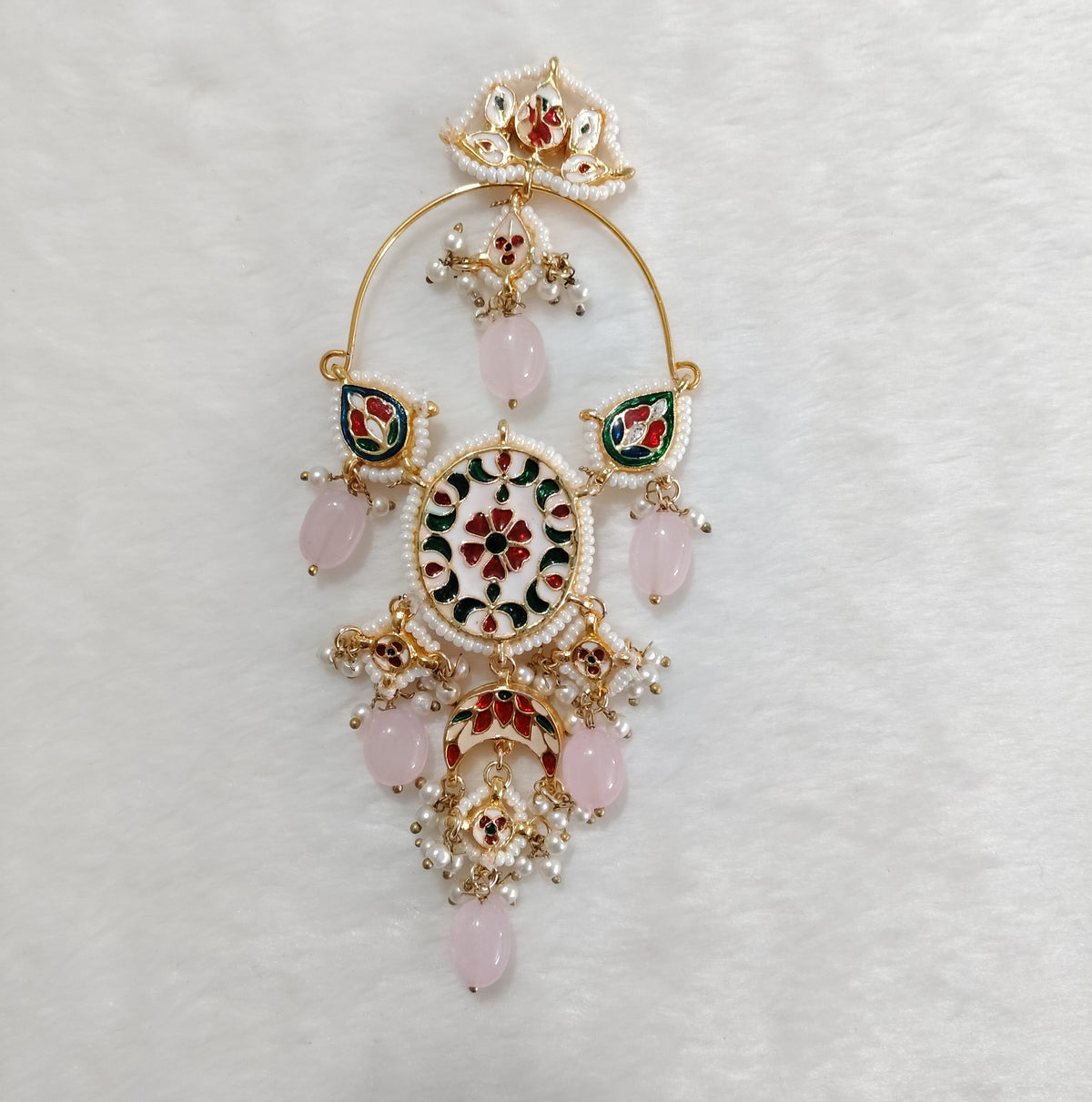 Blush Pink Chandbali Earrings Indian Kundan Bridal Jewellery for Wedding Events Roz Jewellers.
