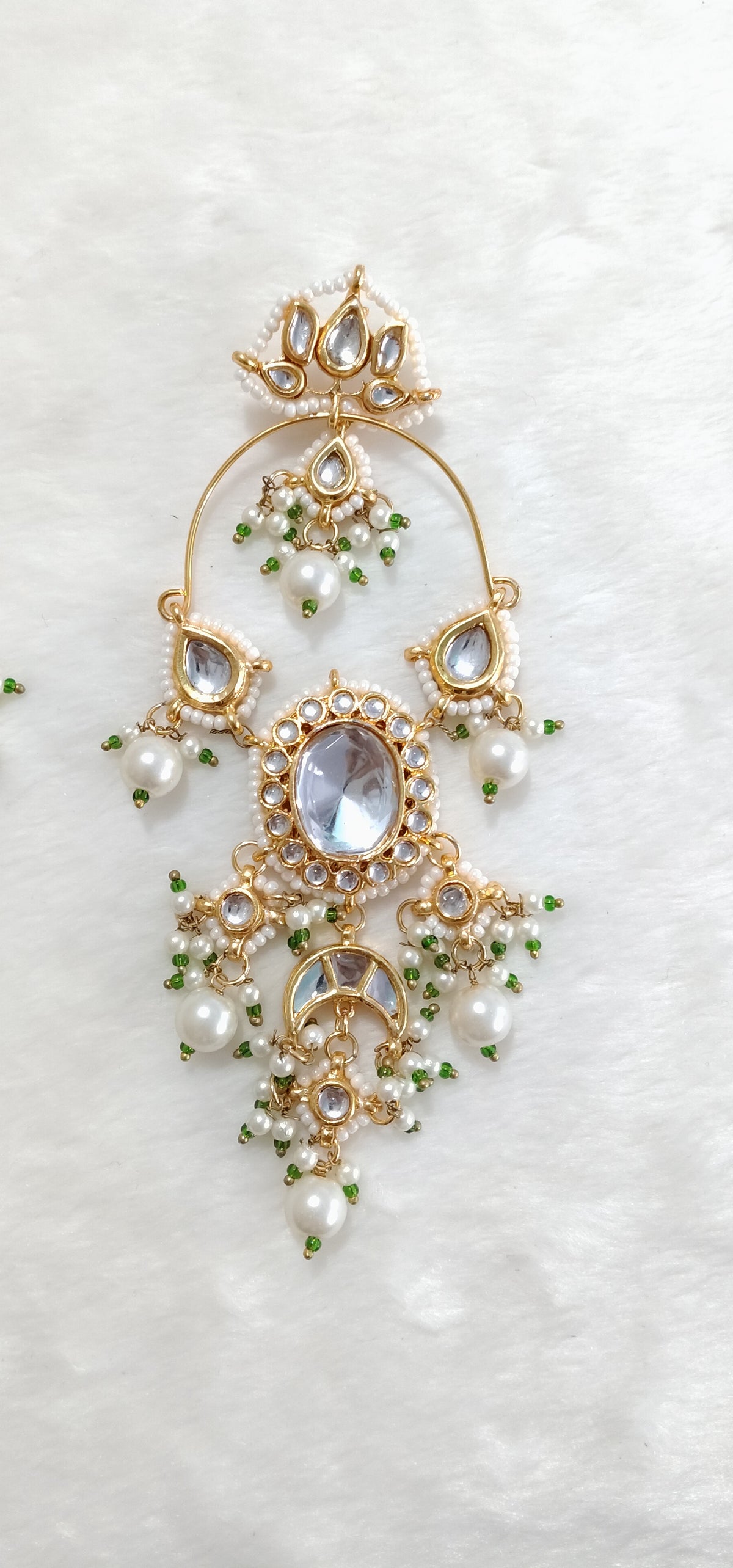 White Kundan Chandbali Earrings Indian Wedding Statement Earrings for Women Roz Jewellers.