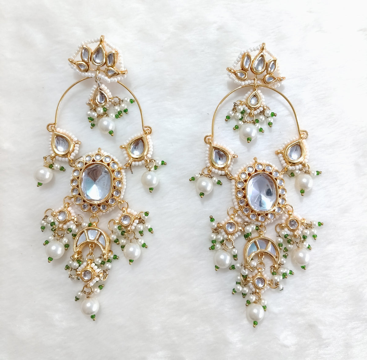 White Kundan Chandbali Earrings Indian Wedding Statement Earrings for Women Roz Jewellers.