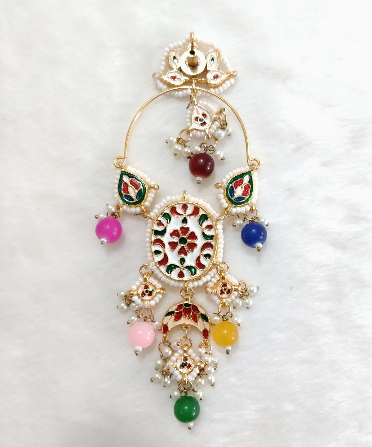Multicolour Kundan Chandbali Earrings Indian Bridal Statement Wedding Jewellery Roz Jewellers.