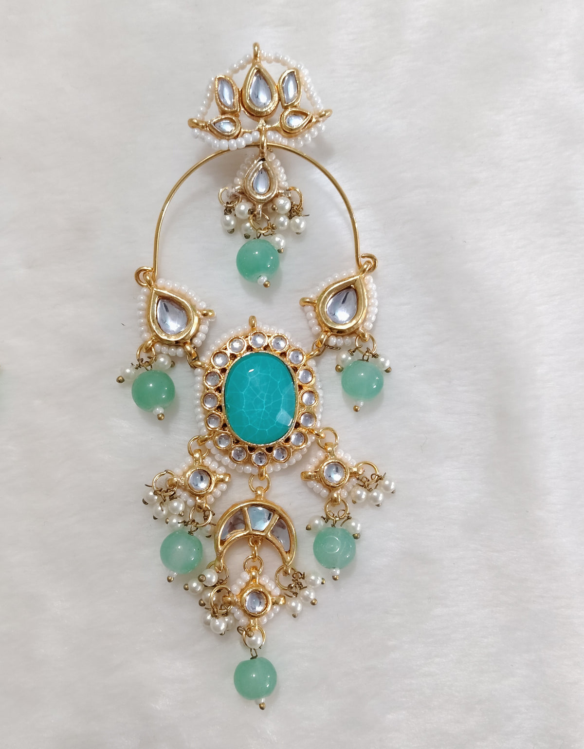 Mint Green Indian Chandbali Earrings Kundan Style Bridal Wedding Jewellery Roz Jewellers.
