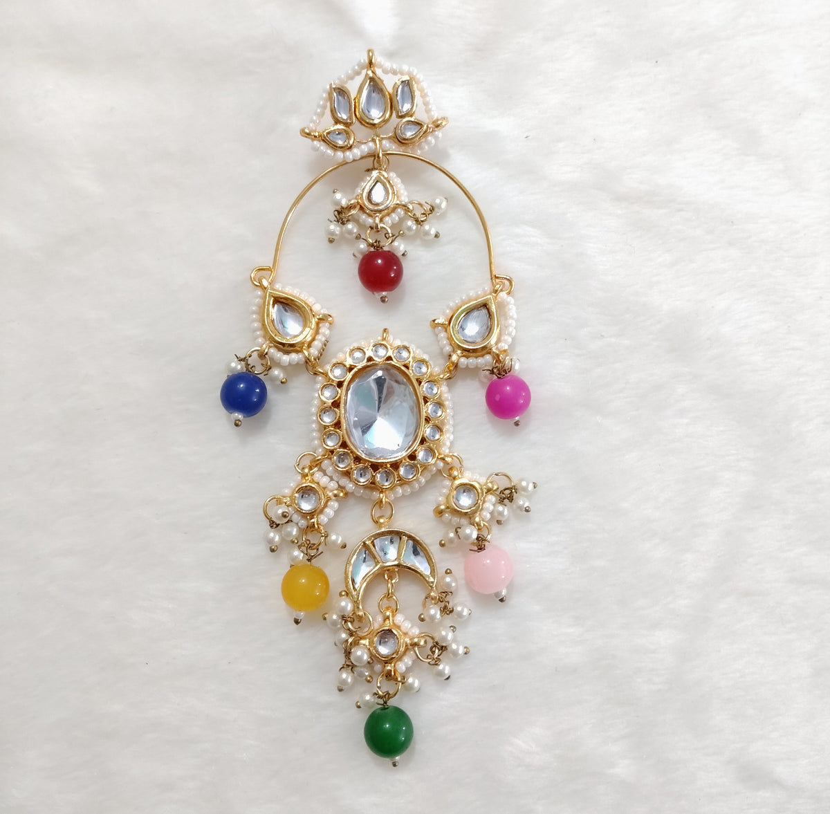 Multicolour Kundan Chandbali Earrings Indian Bridal Statement Wedding Jewellery Roz Jewellers.