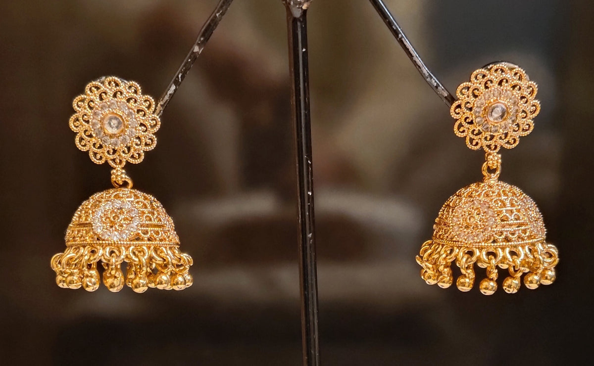 Bridal Floral Polki Stones Earrings For Women Roz Jewellers.