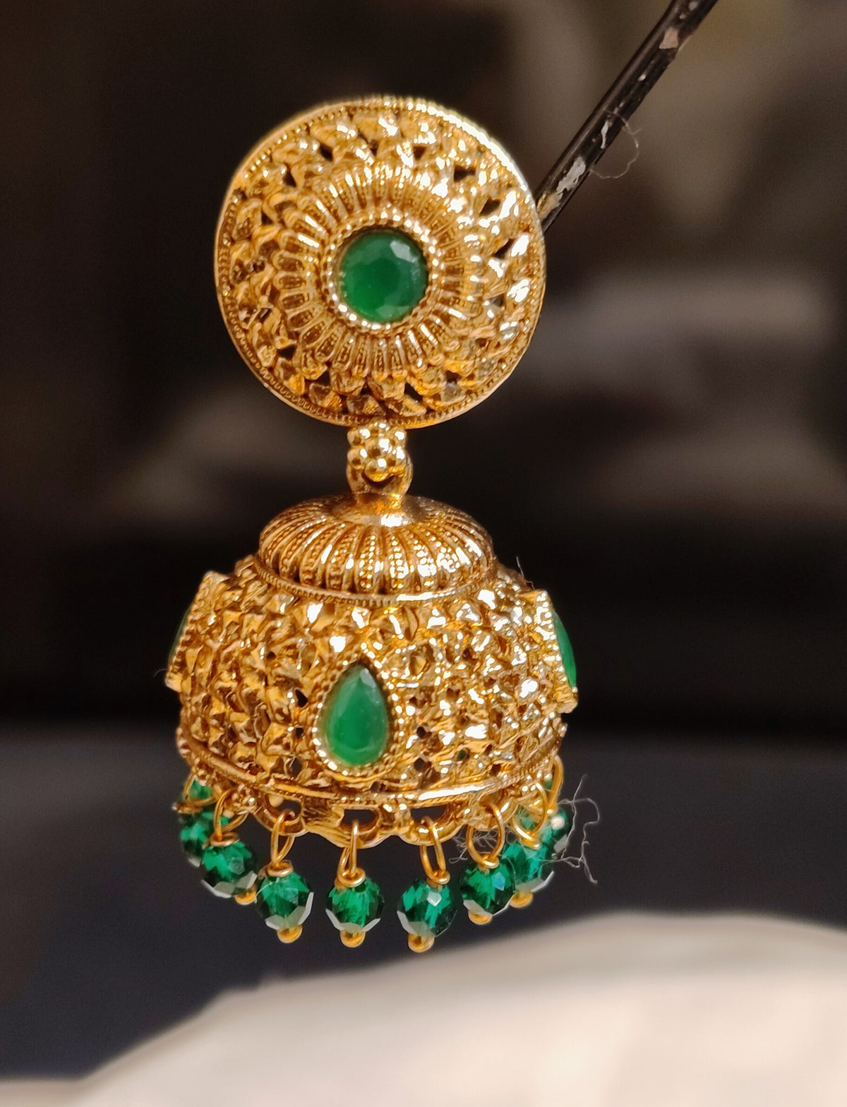 Wedding Floral Emerald Stones Polki Earrings For Women Roz Jewellers.