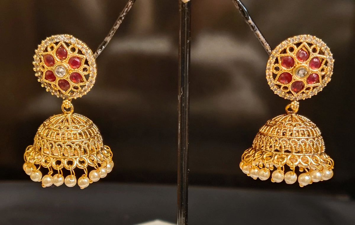 Regal Ruby and Polki Stones Jhumas For Women Jewellery Roz Jewellers.