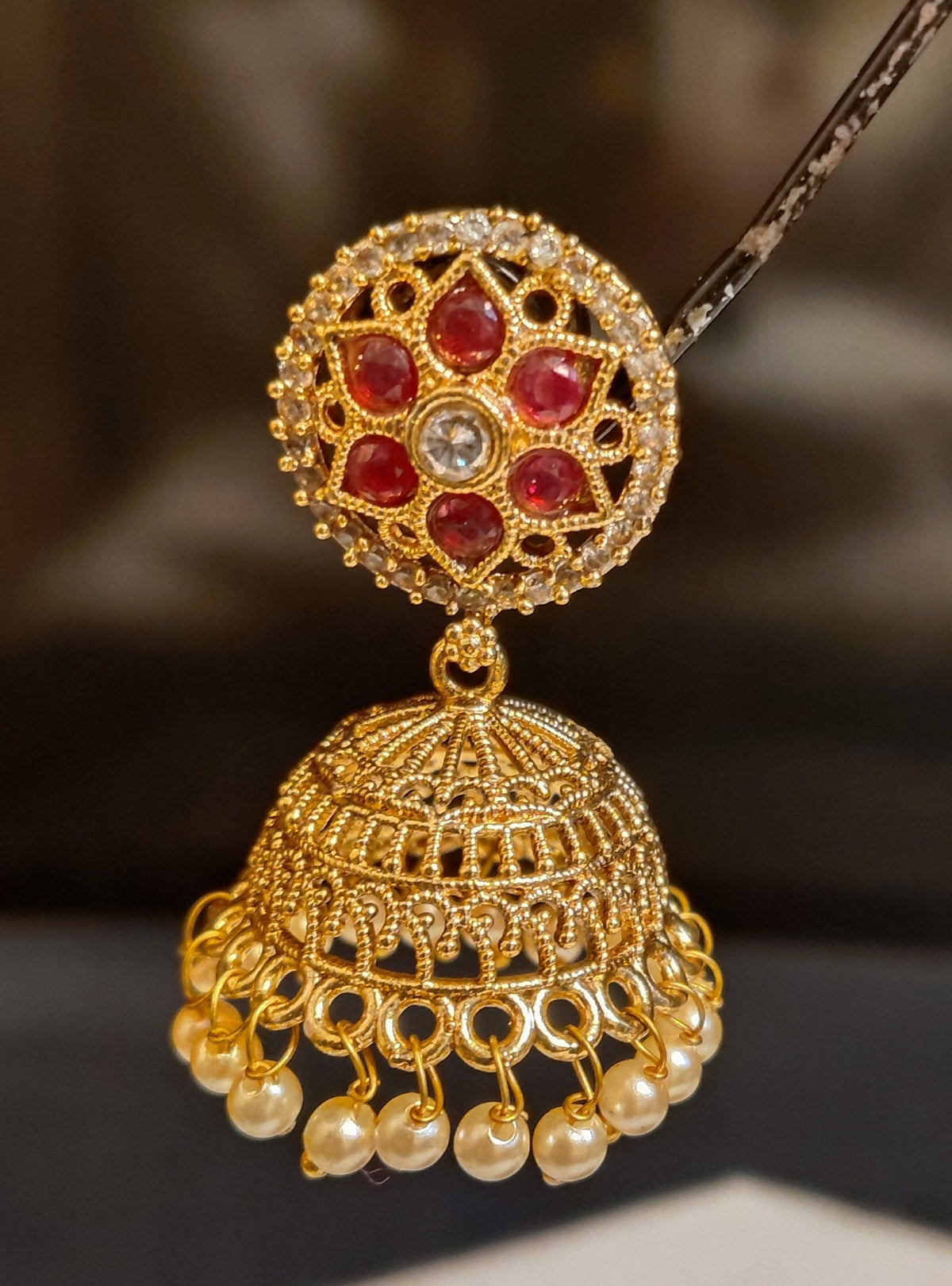 Regal Ruby and Polki Stones Jhumas For Women Jewellery Roz Jewellers.