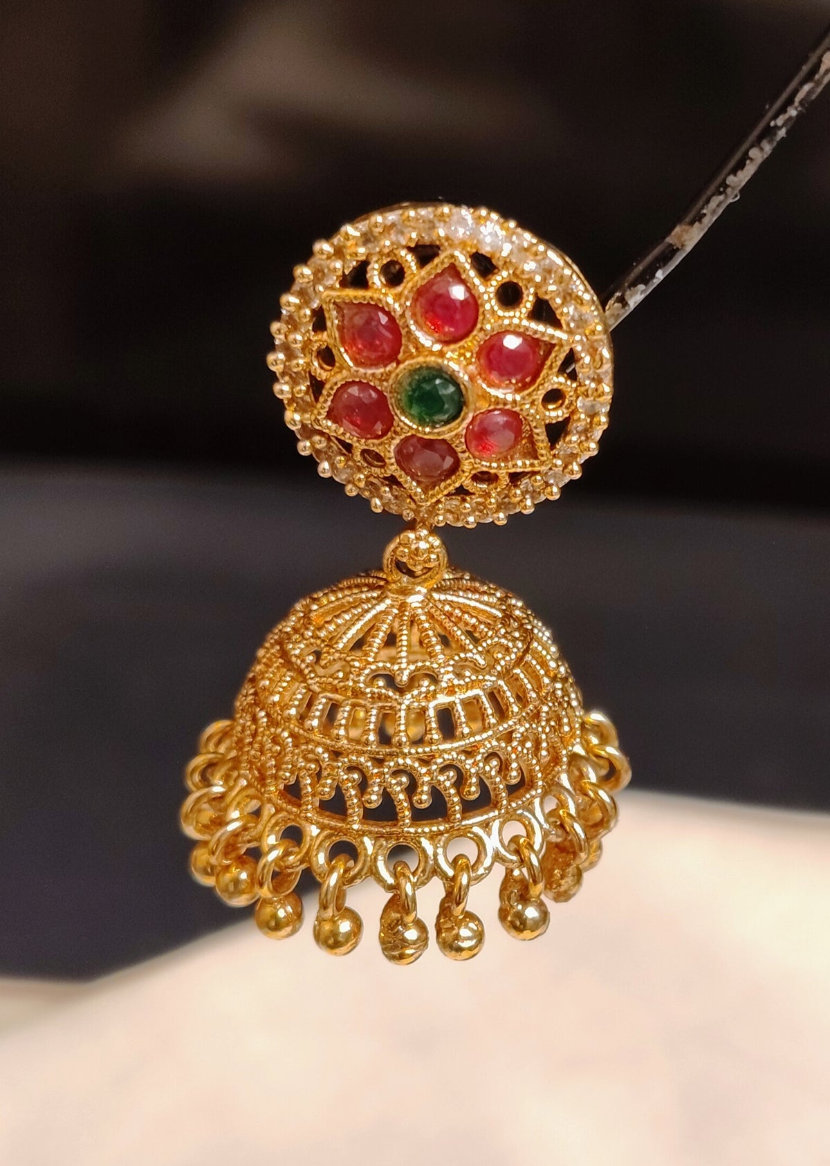 Pakistani Emerald, Ruby, Polki Stones Jhumas For Women Jewellery Roz Jewellers.