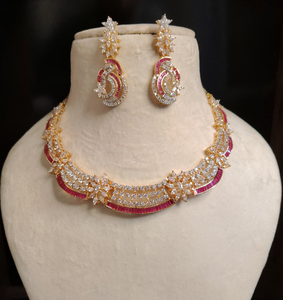 Ethnic American Diamond Necklace Set by ROZ Jewellers