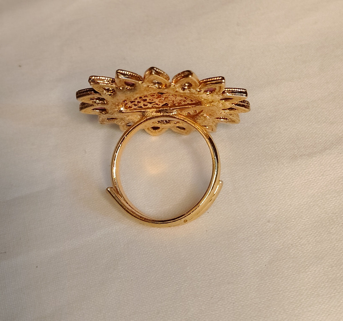 Indian Polki Ring Traditional Gold Tone Statement Ring Bridal Wedding Jewelry
