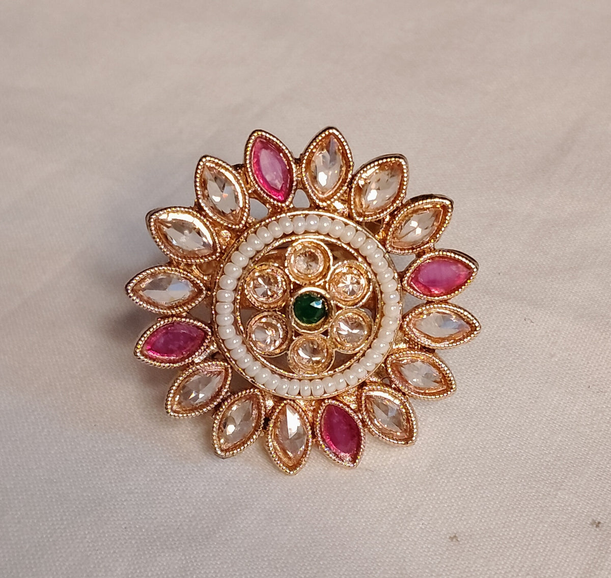 Polki Ring Indian Traditional Statement Ring Bridal Wedding Party Jewelry Roz Jewellers.